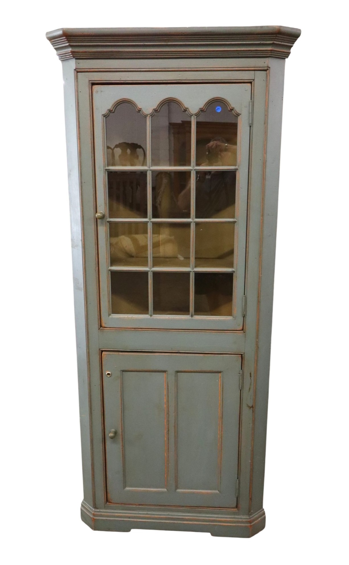 Country Painted 2 Door Corner Cabinet Distressed
