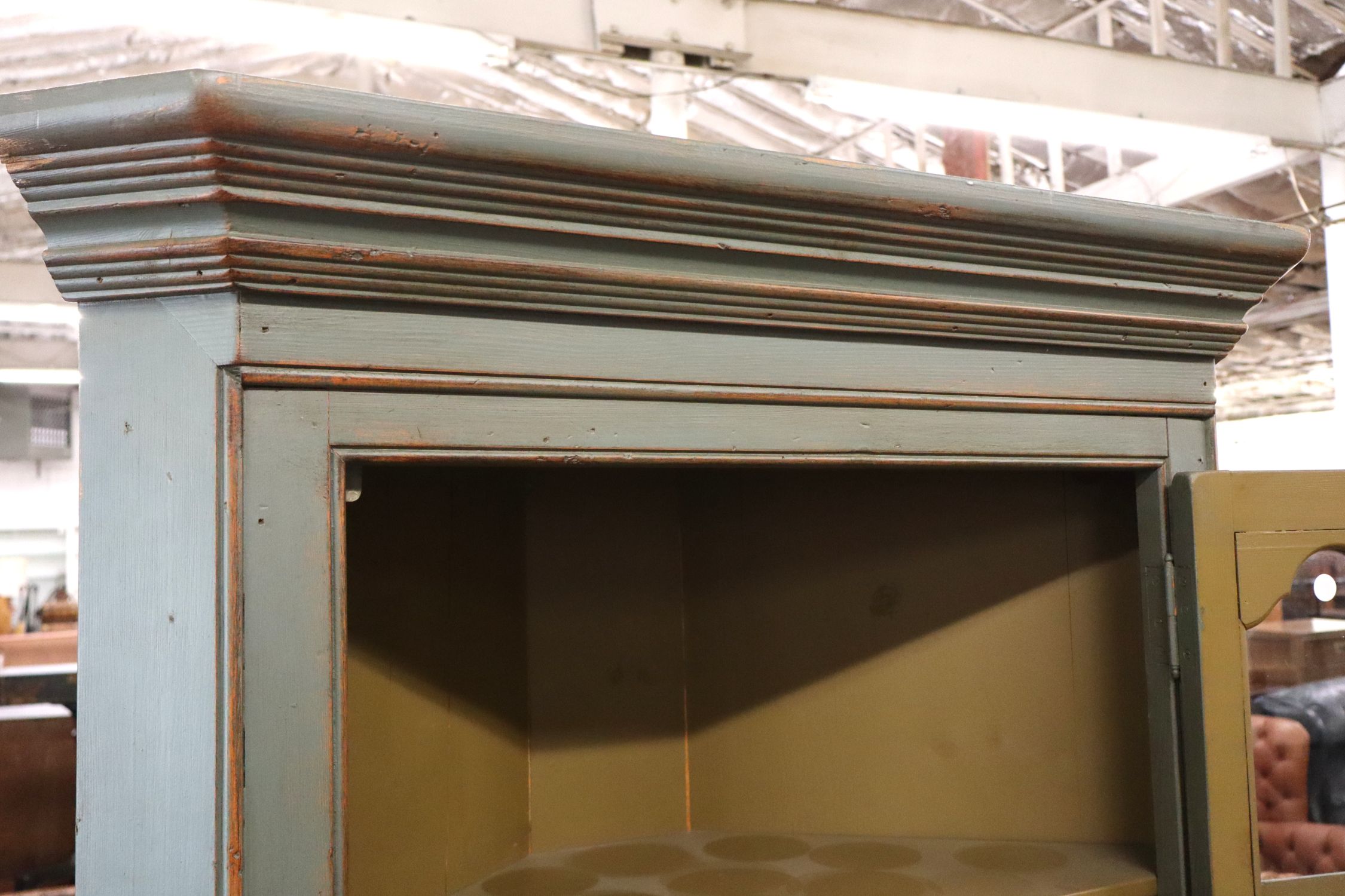 Country Painted 2 Door Corner Cabinet Distressed