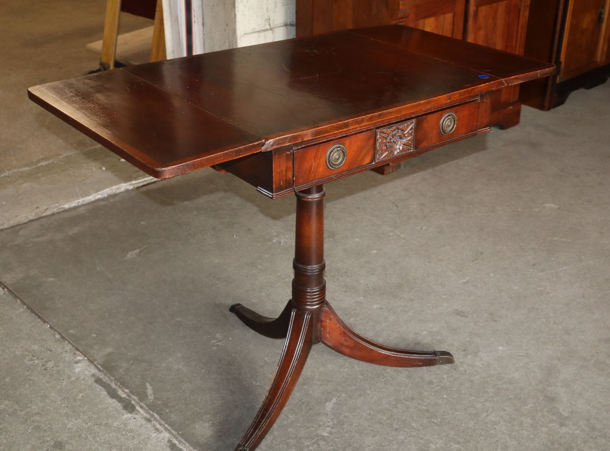 VTG Duncan Phyfe Mah Drop Leaf Table Banded