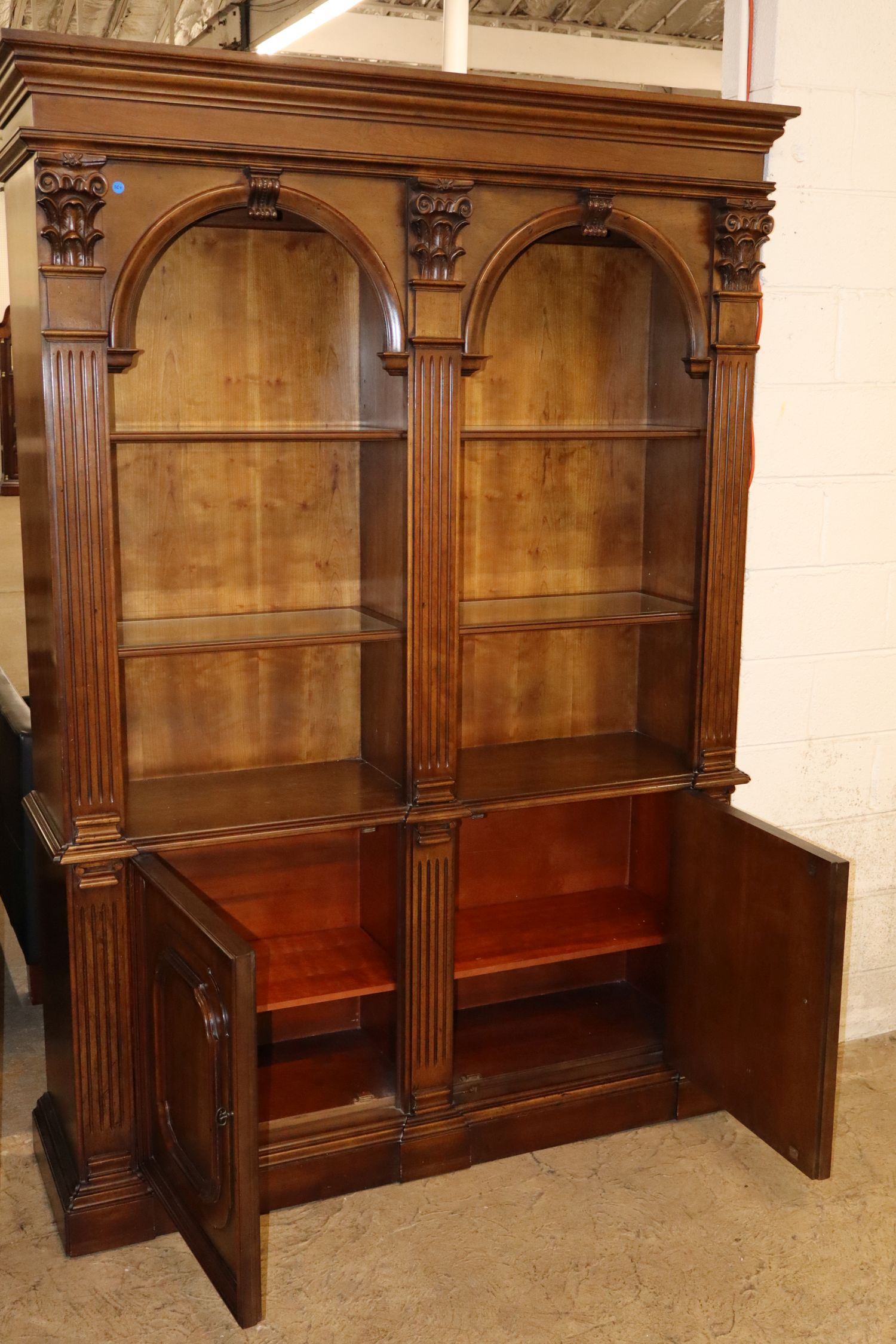 Henredon Mah Arch Bookcase Credenza 2 Piece