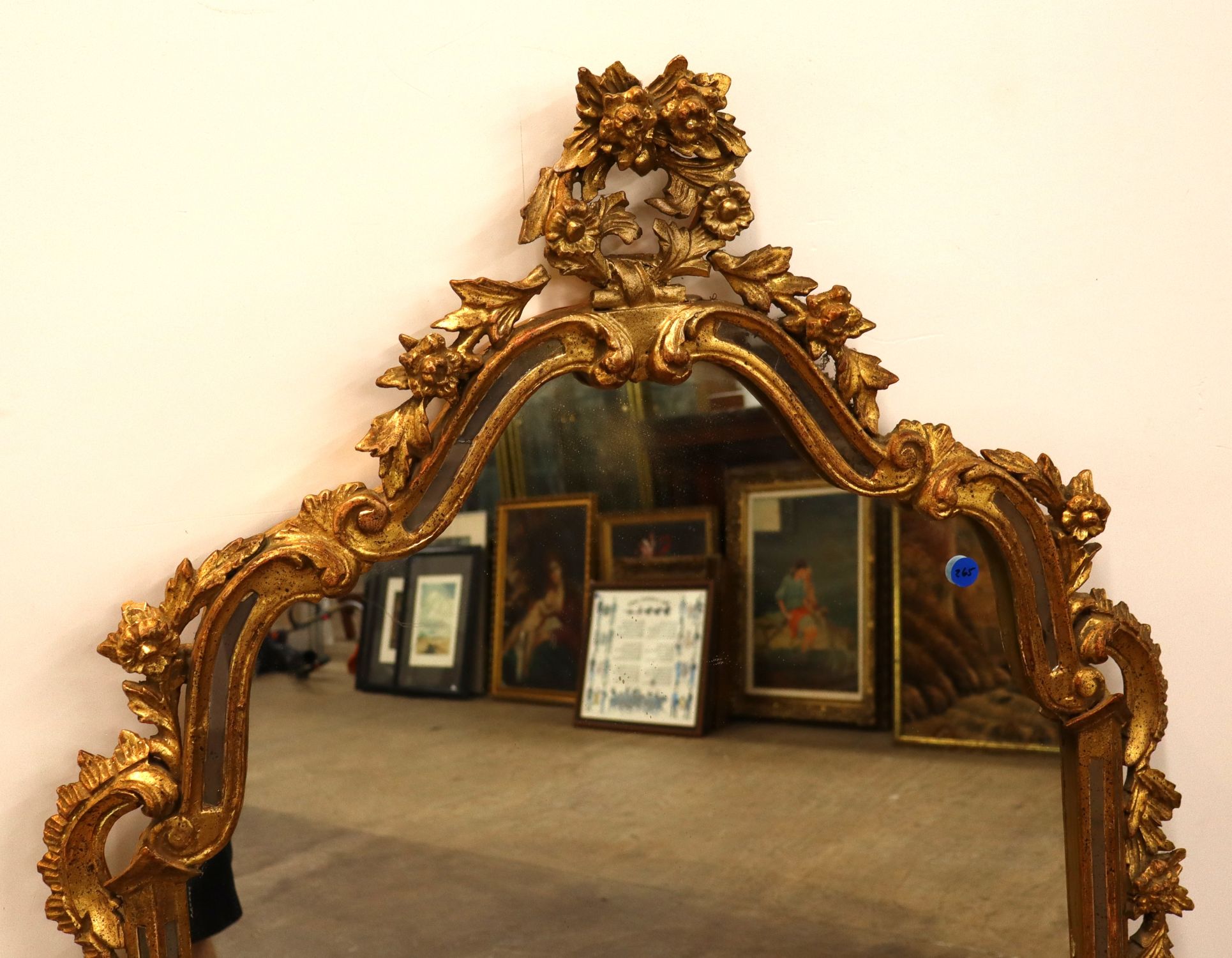 Antq FR Crvd Wood & Gesso Wall Mirror Ornate