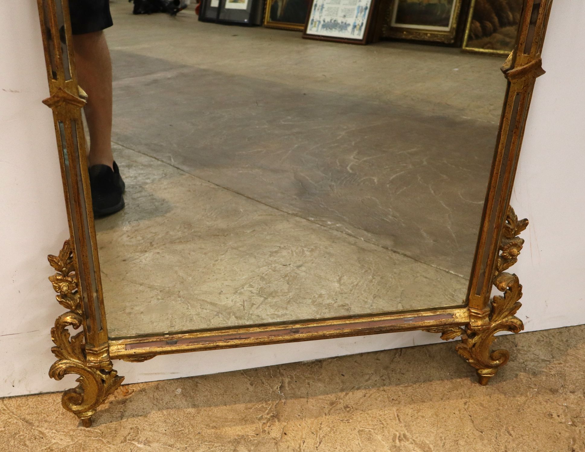 Antq FR Crvd Wood & Gesso Wall Mirror Ornate