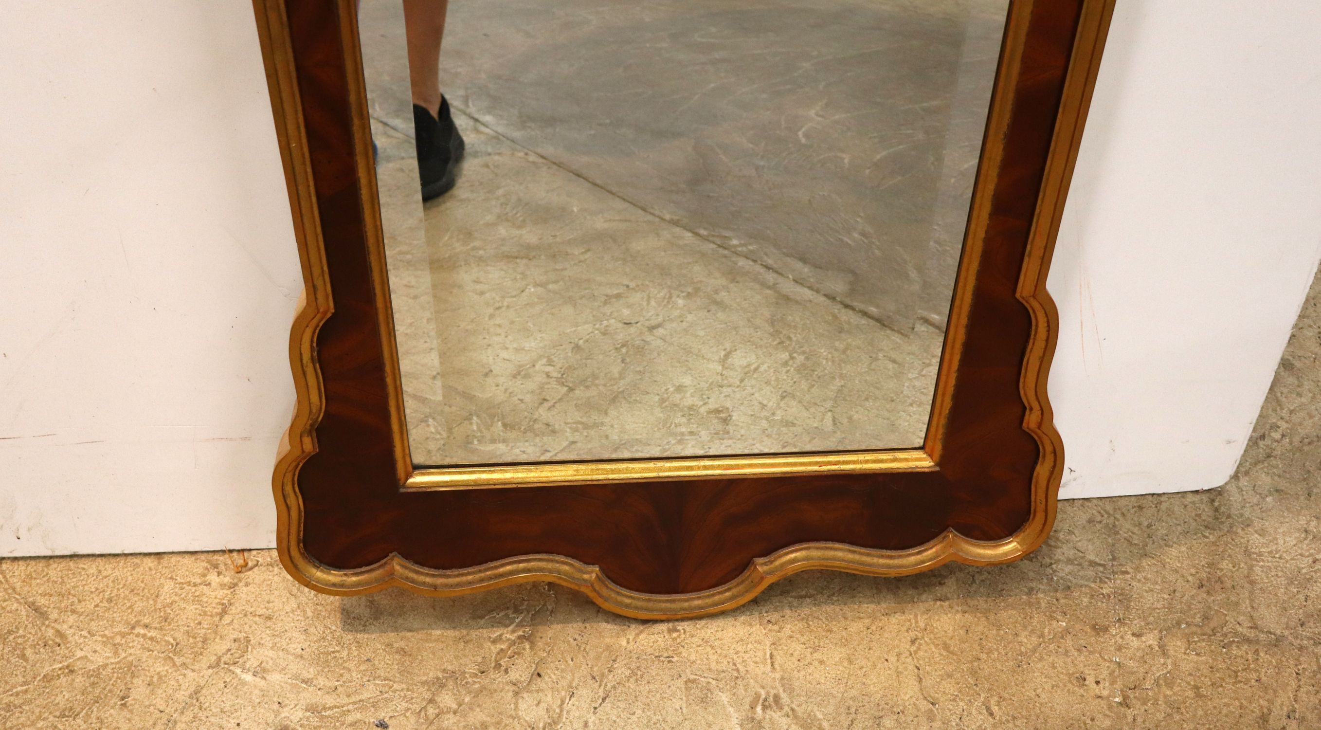 Chippendale Burl Mah Beveled Wall Mirror Gold
