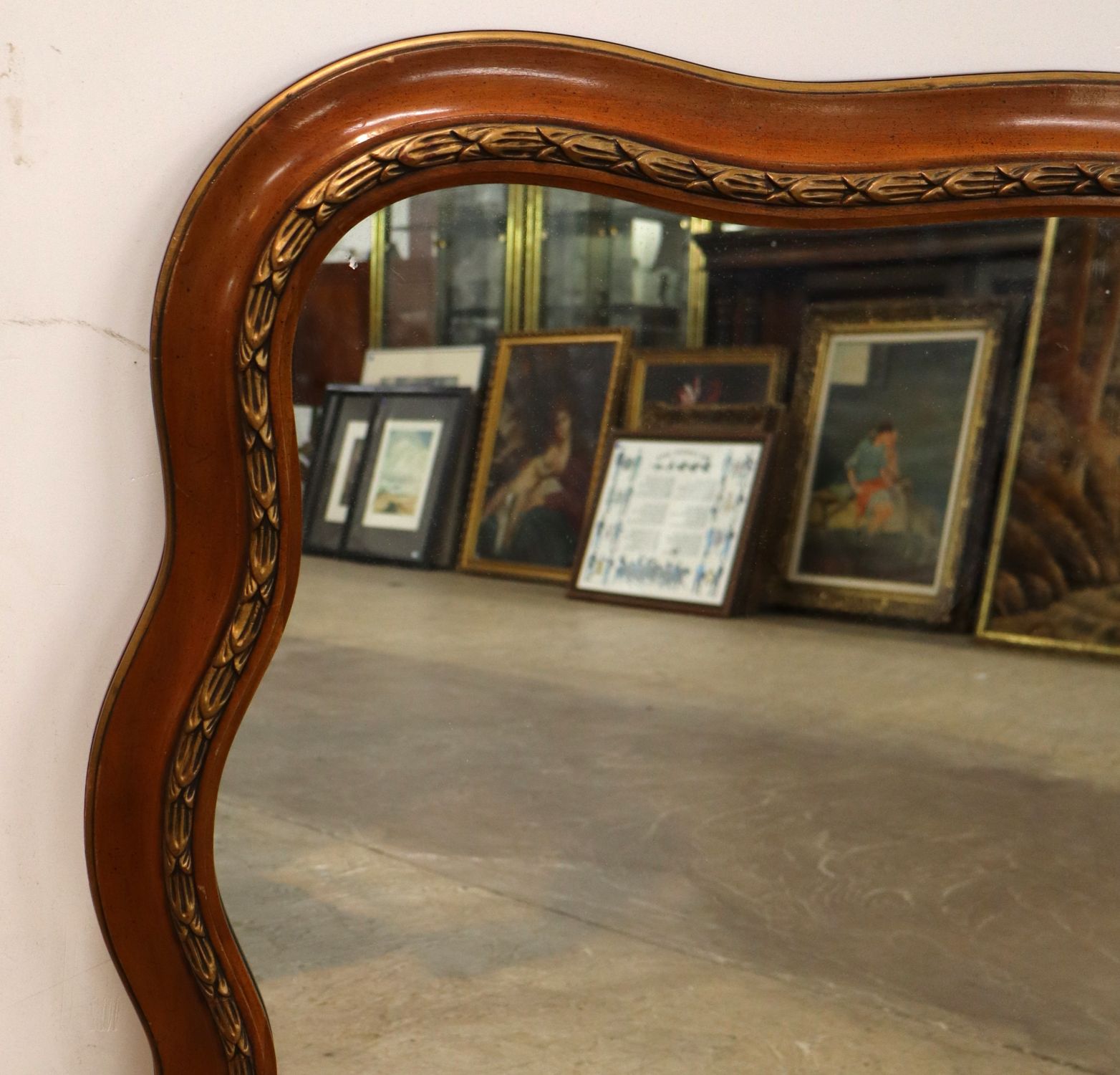VTG FR Carved Wood Framed Wall Mirror Decorator