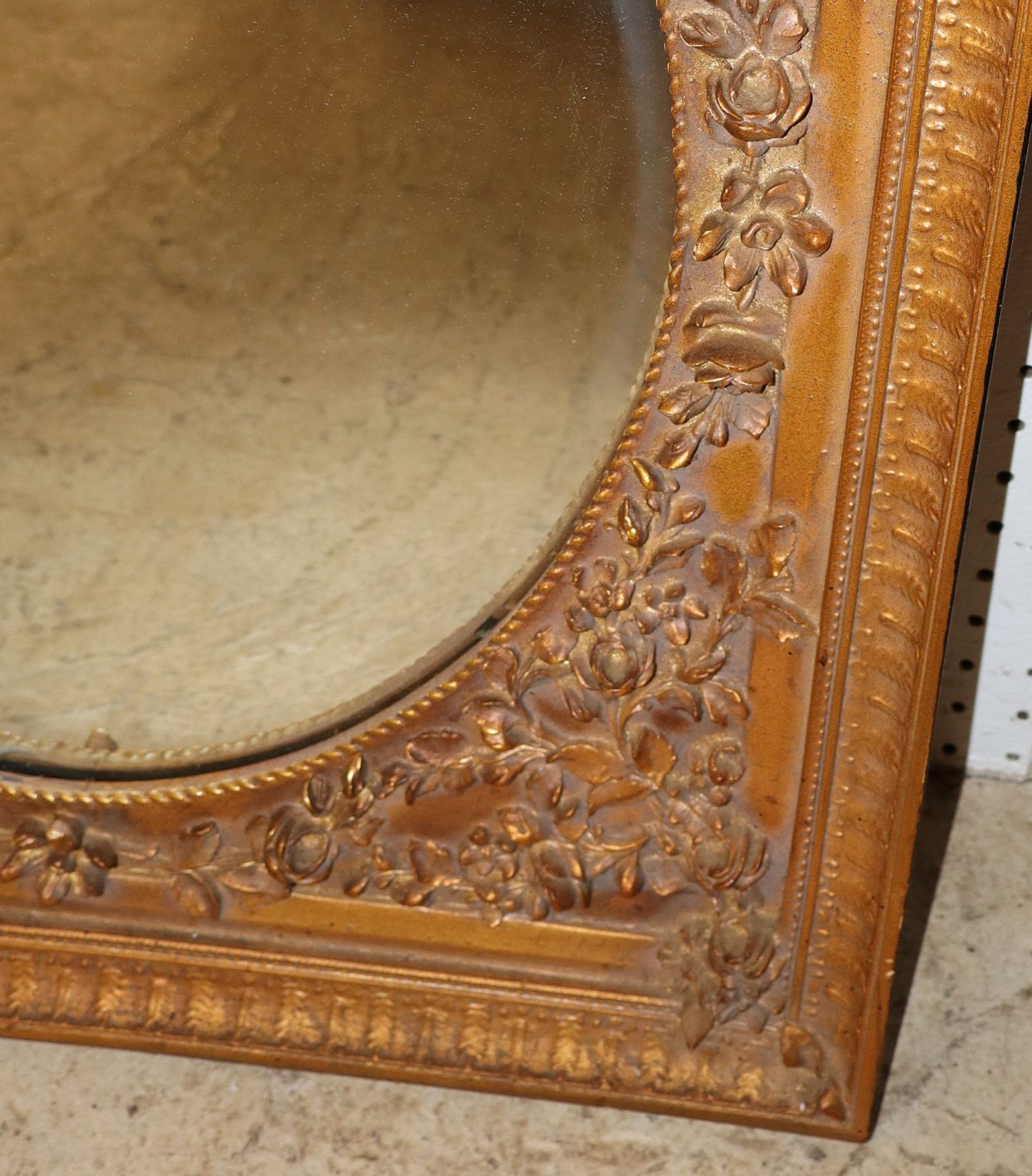 Bombay Rose Carved Oval Wood Gesso Wall Mirror