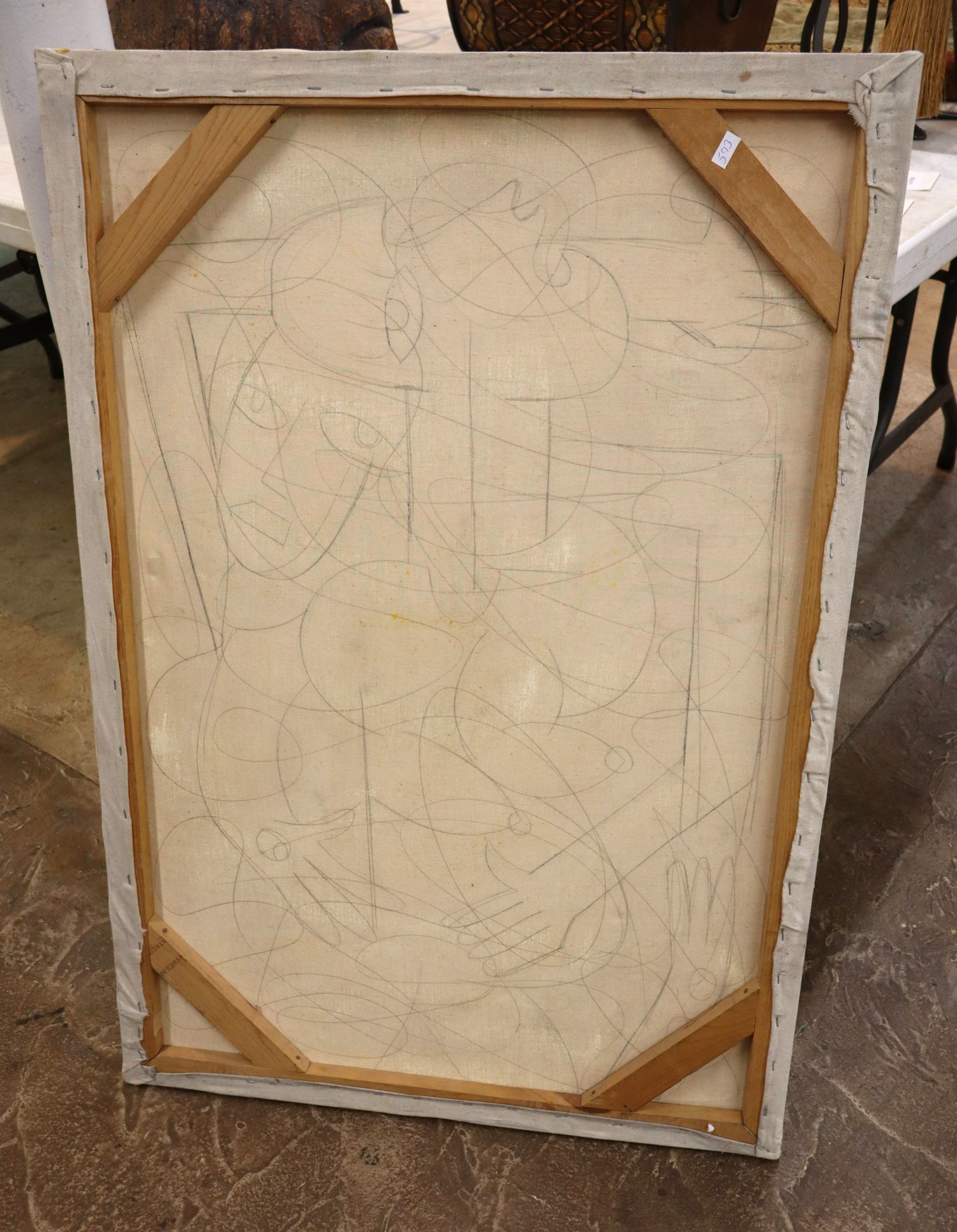 VTG MCM Modernist Figural Signed Oil Painting
