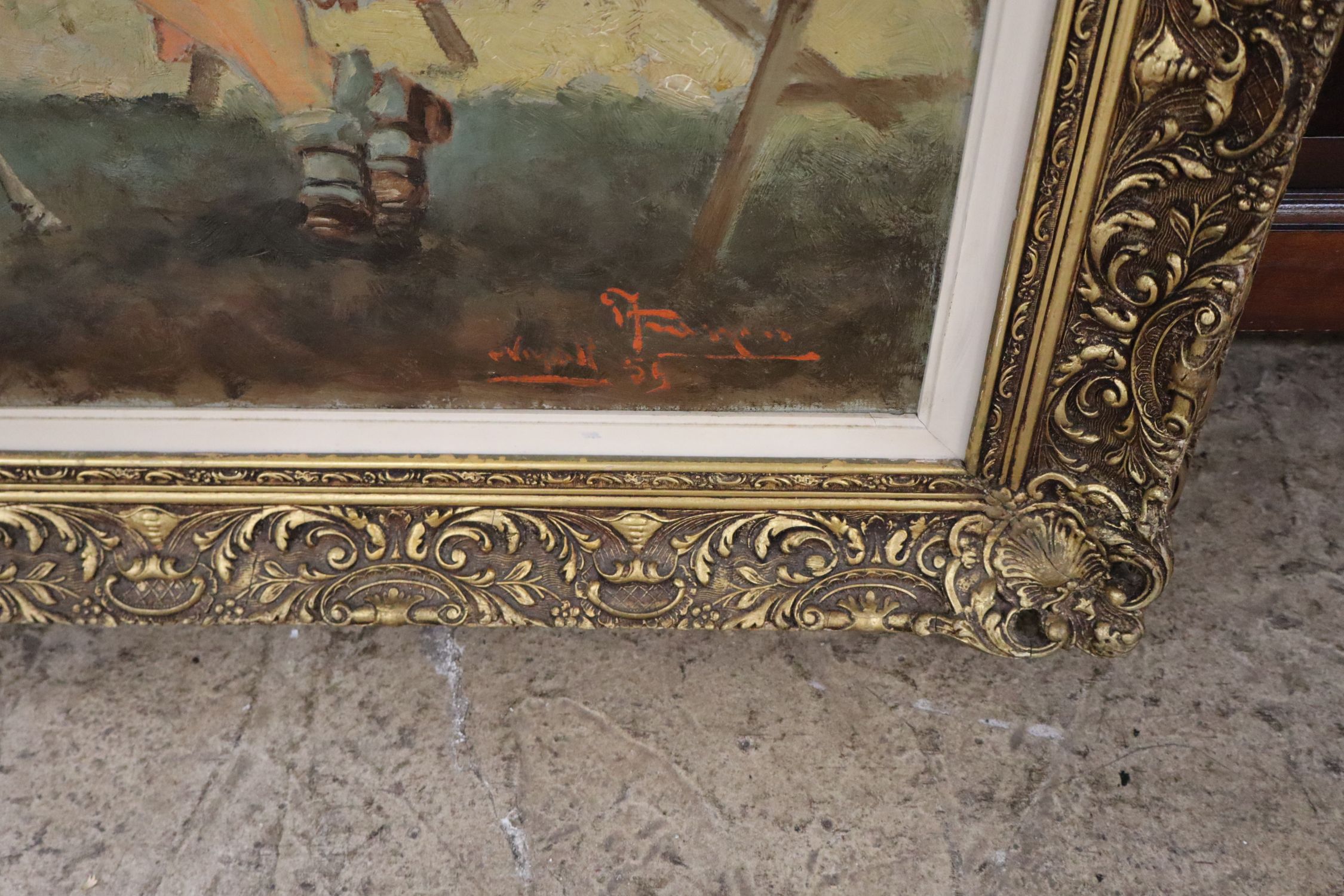 Vourlami 1959 Oil Painting Ornate Gold Frame