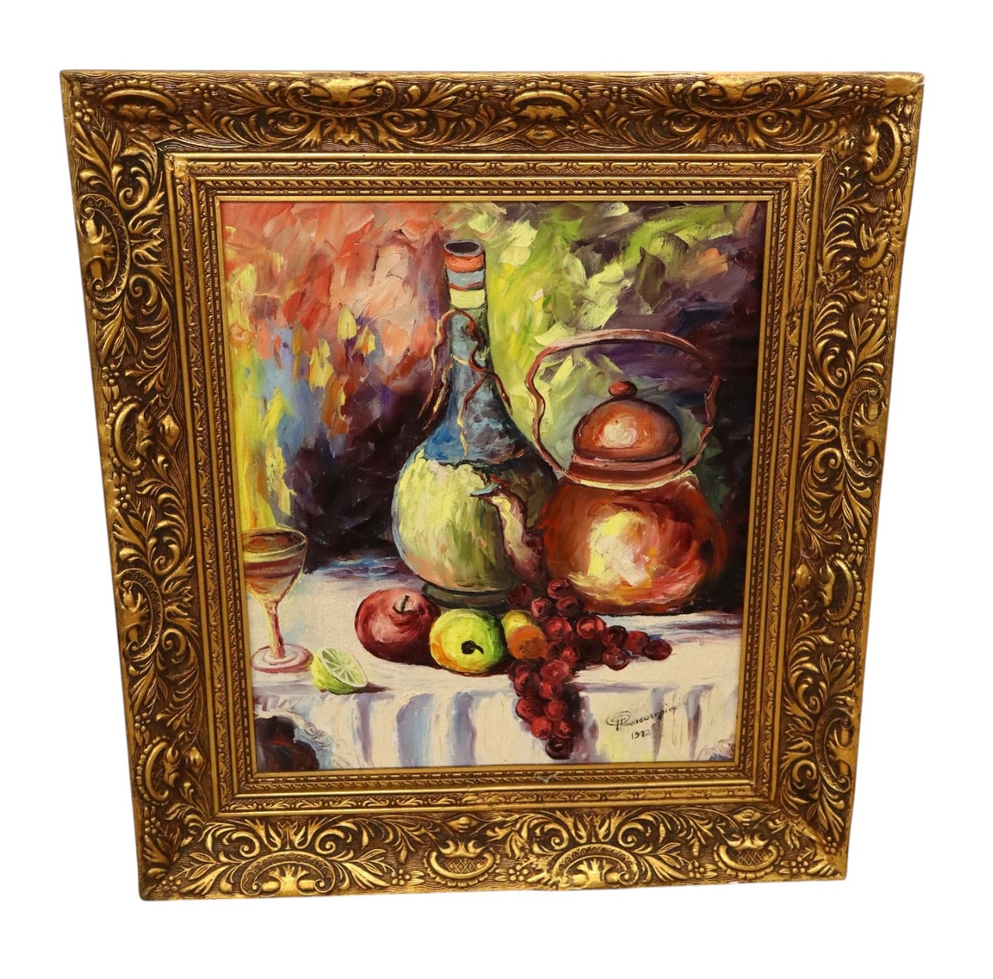 VTG 1972 Signed Oil Canvas Still Life Painting