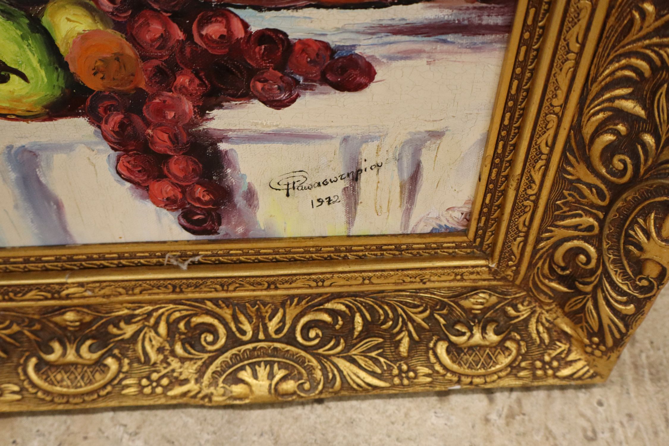 VTG 1972 Signed Oil Canvas Still Life Painting