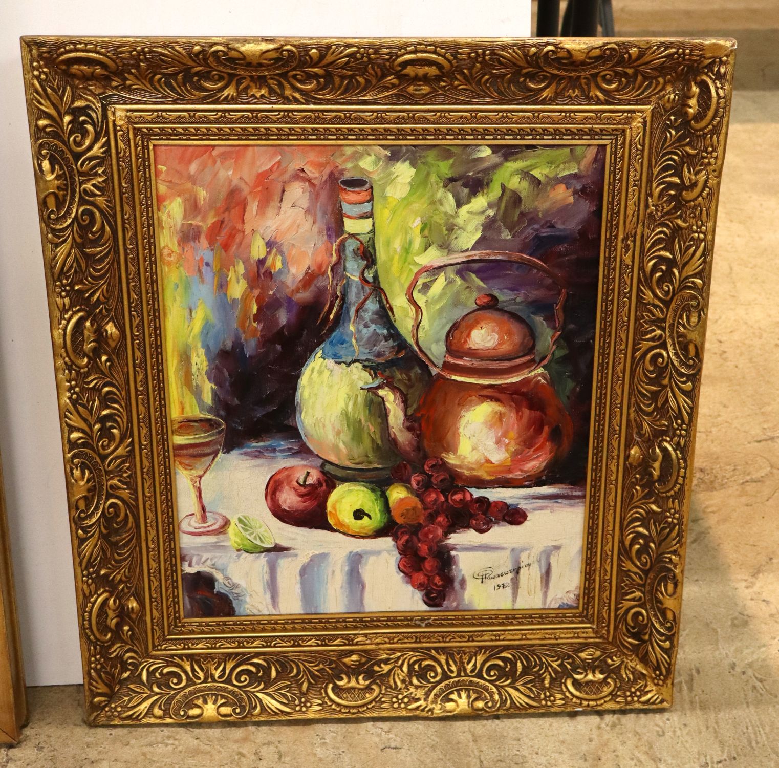 VTG 1972 Signed Oil Canvas Still Life Painting