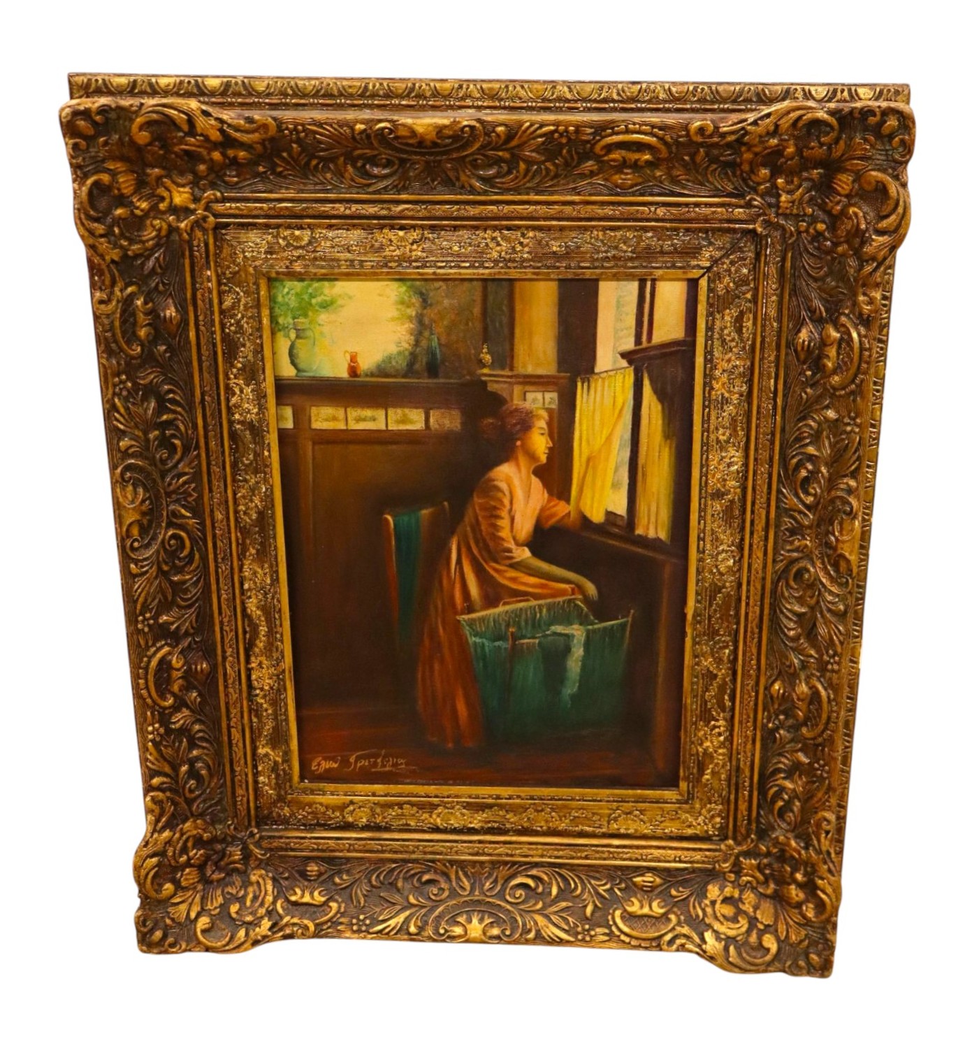Trisevgeni Interior Oil Painting Gold Frame