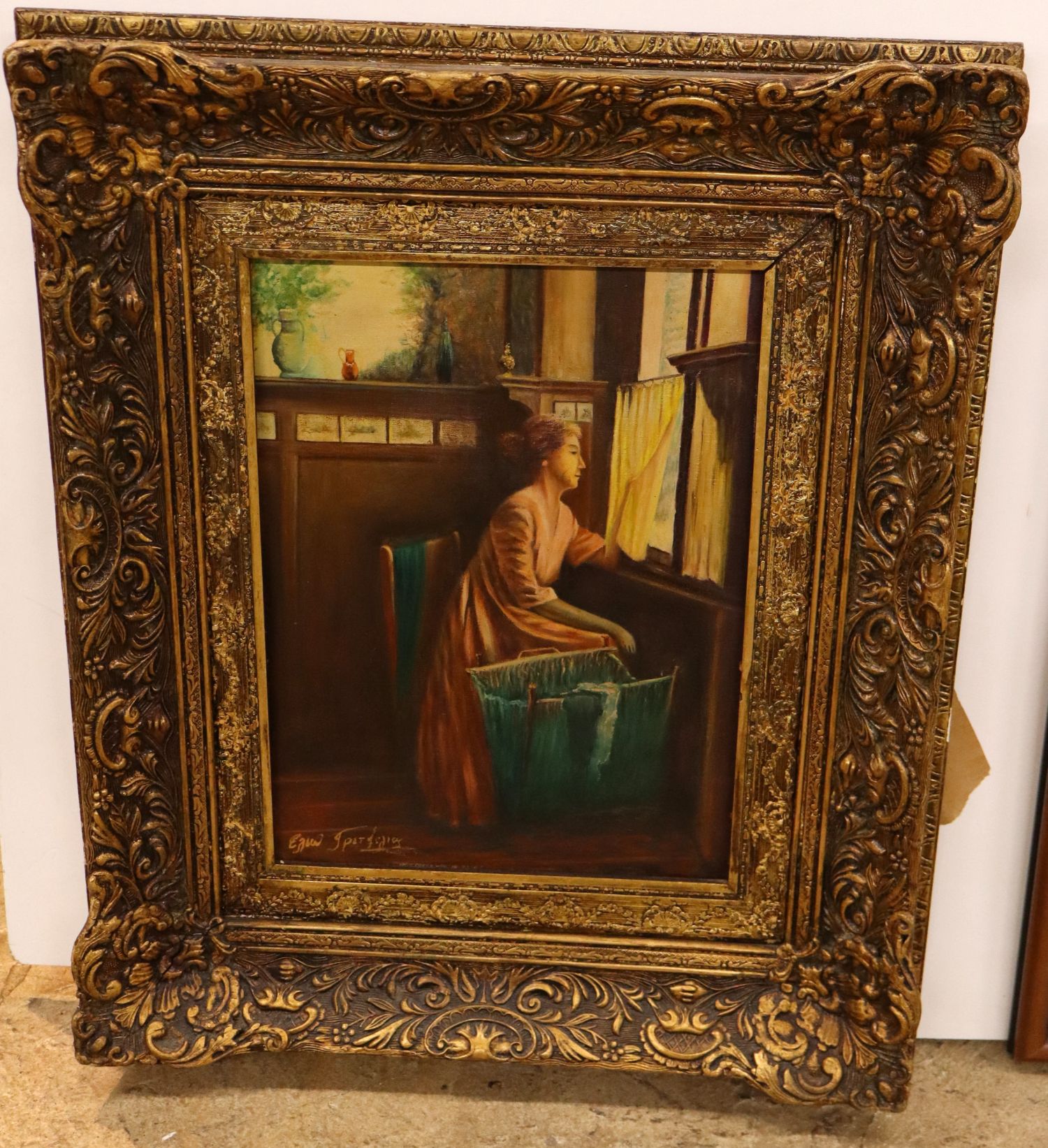 Trisevgeni Interior Oil Painting Gold Frame