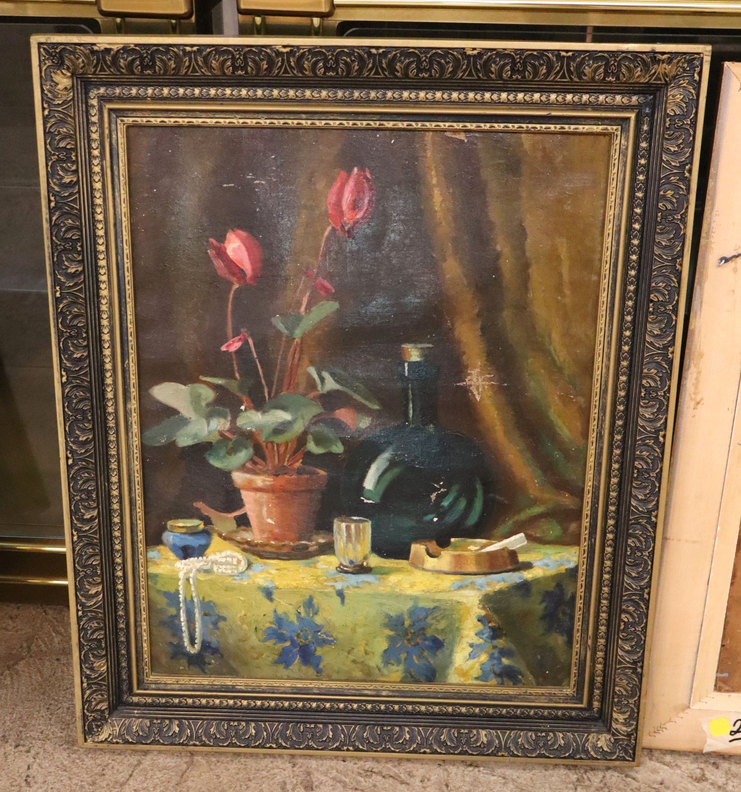 Framed Oil on Board Still Life Painting Vintage