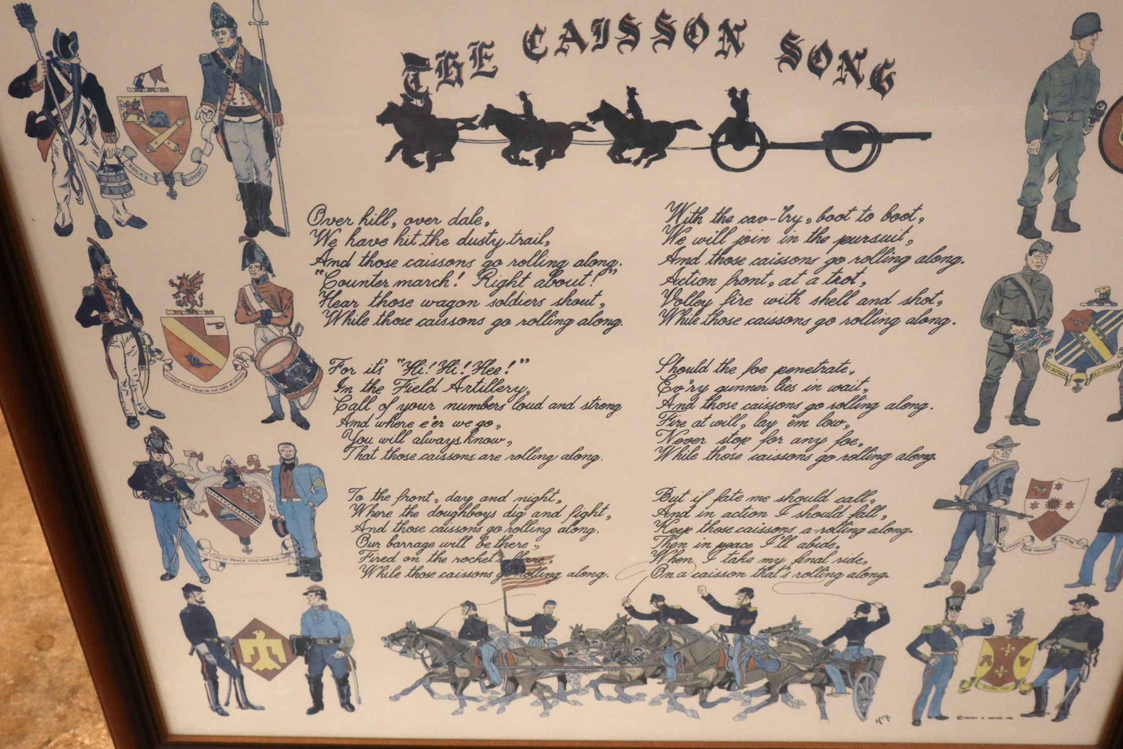 US Army Caisson Song Framed Military Print Art