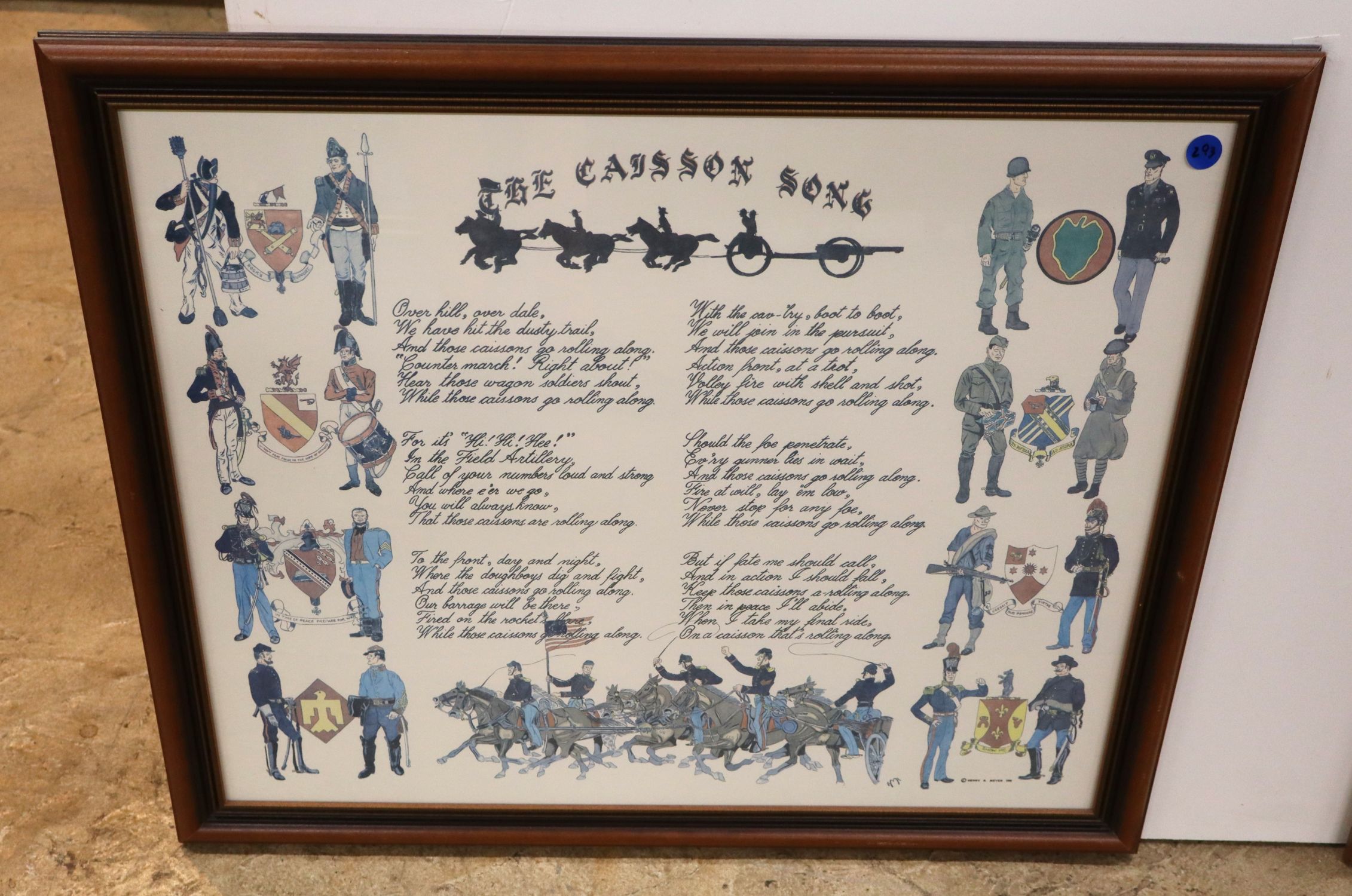US Army Caisson Song Framed Military Print Art