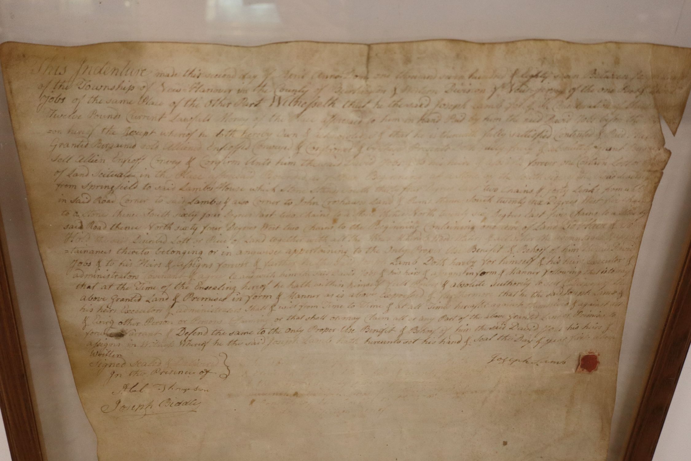 1787 NJ Vellum Land Deed Burlington Joseph Biddle
