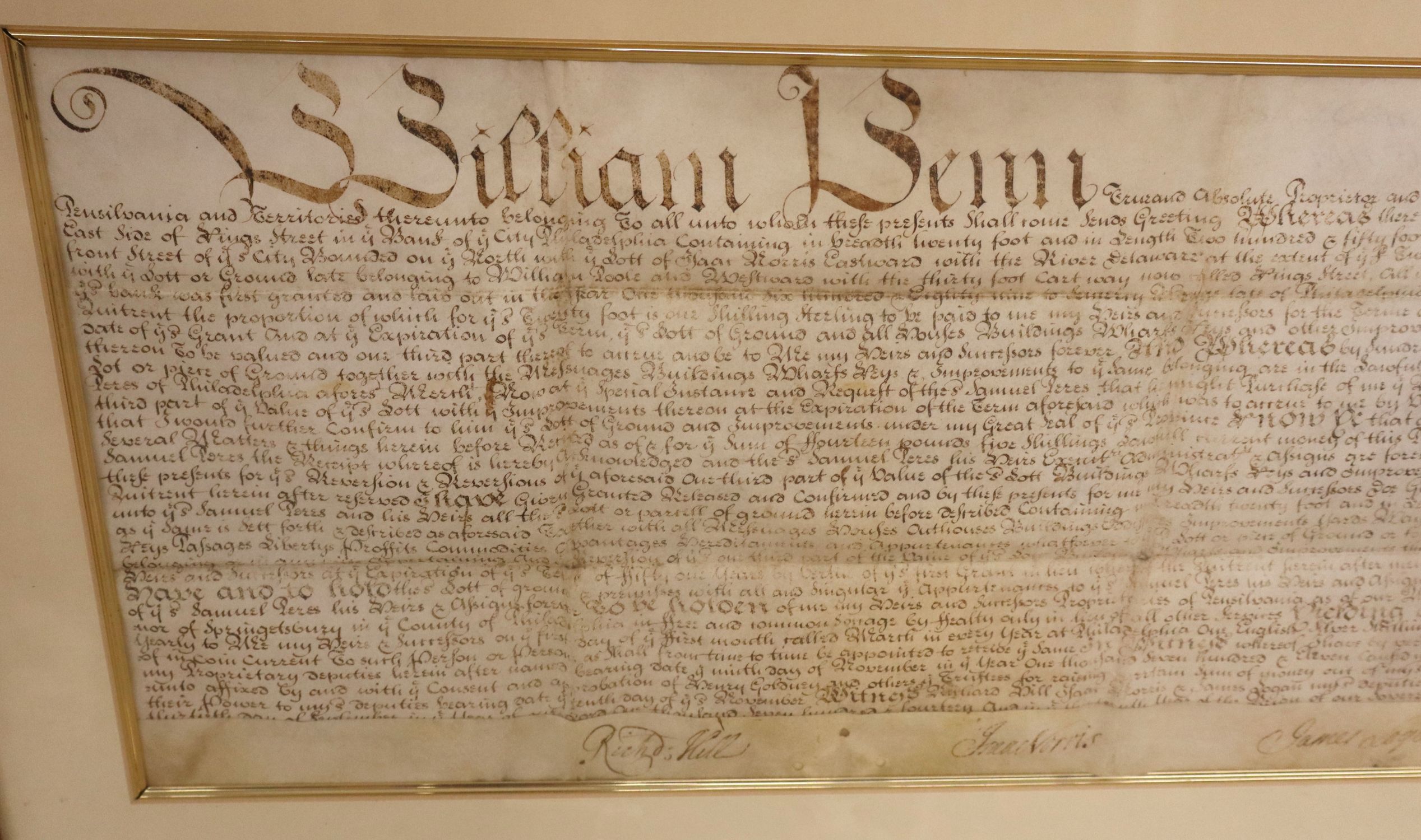 1701 William Penn Philadelphia Vellum Land Patent