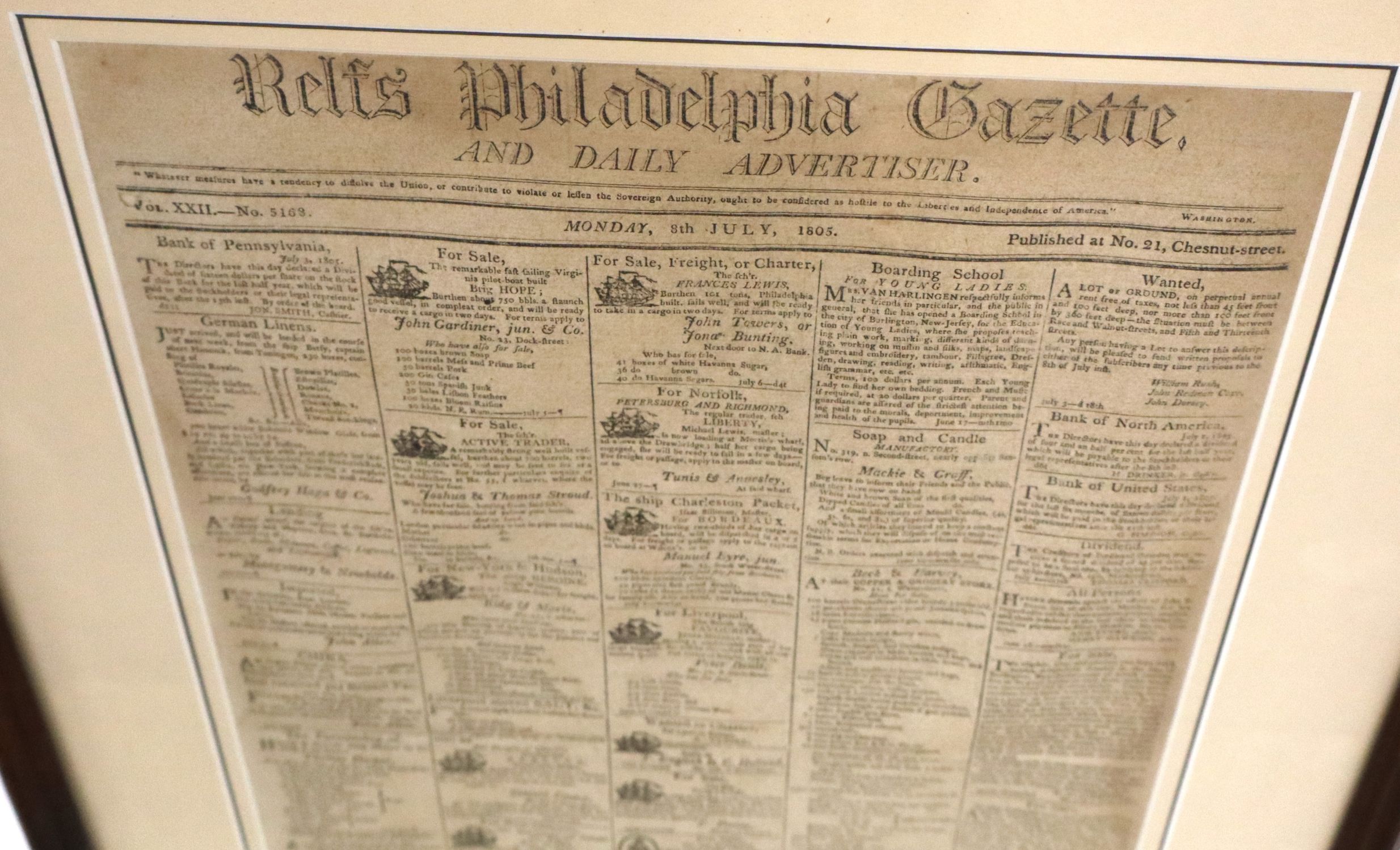 Repro Relfs Philadelphia Gazette Framed Advert