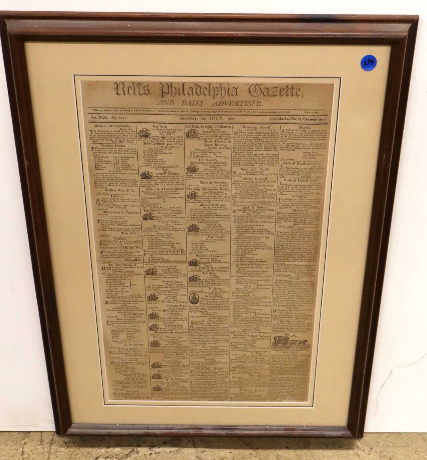 Repro Relfs Philadelphia Gazette Framed Advert