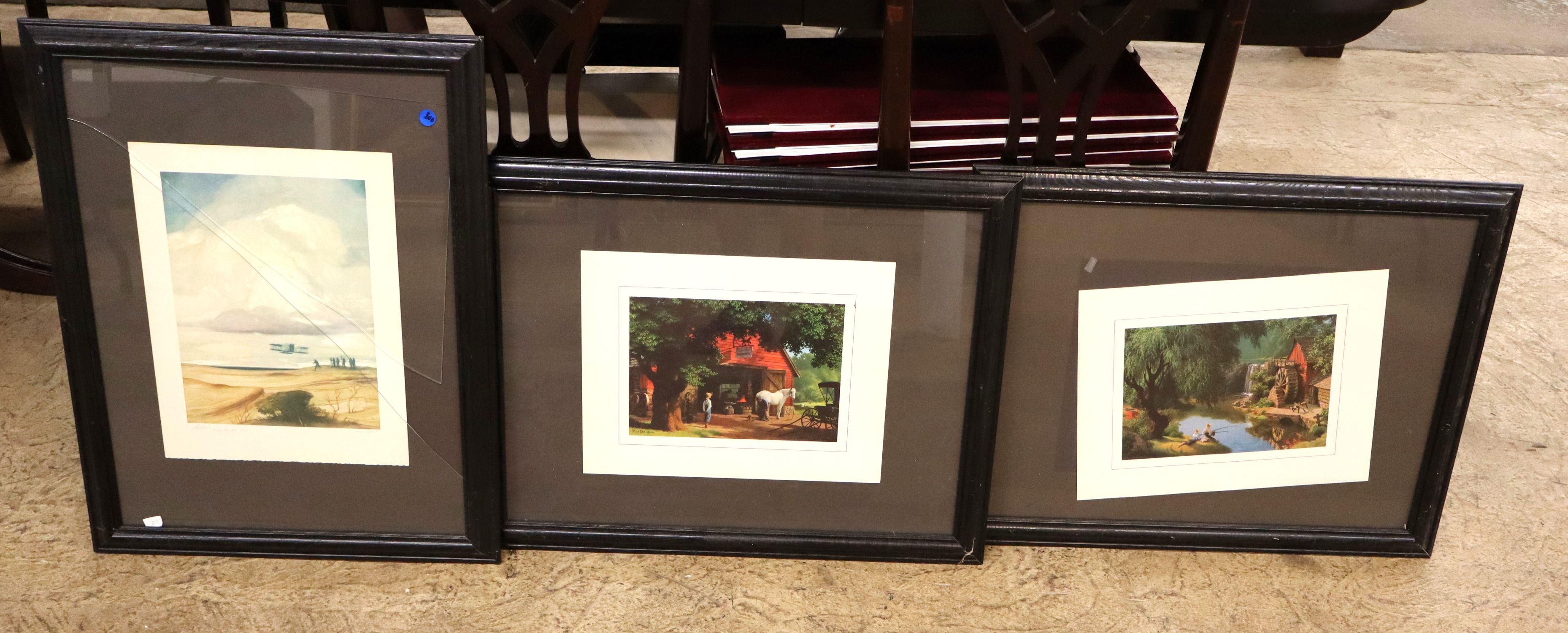 Lot of 3 Black Framed Decorative Prints Wall Art