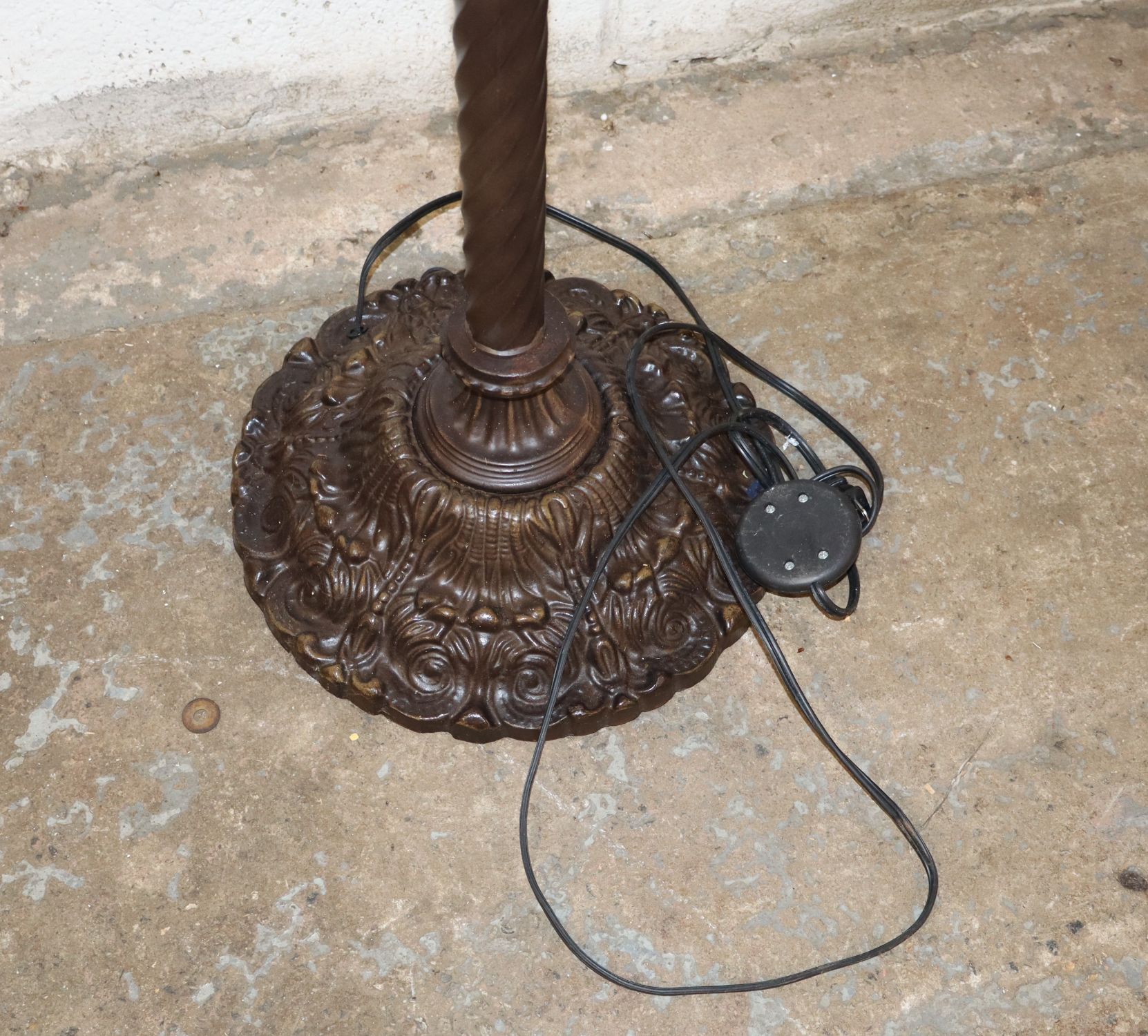 Lead Glass Bronze Style Pole Lamp Foot Pedal