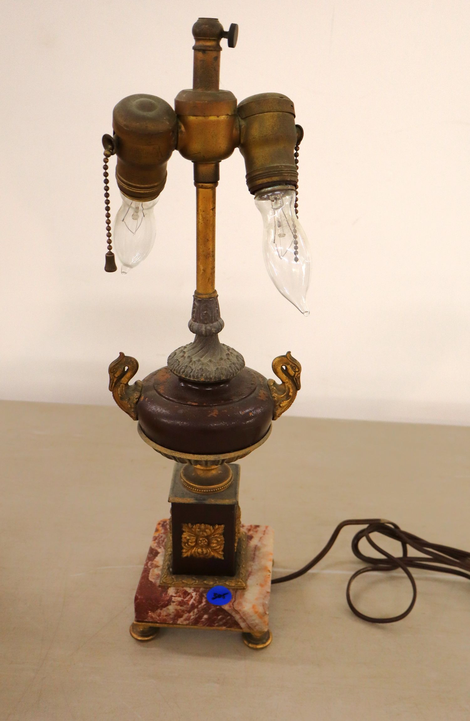 Antq FR Bronze Marble Adjustable Table Lamp