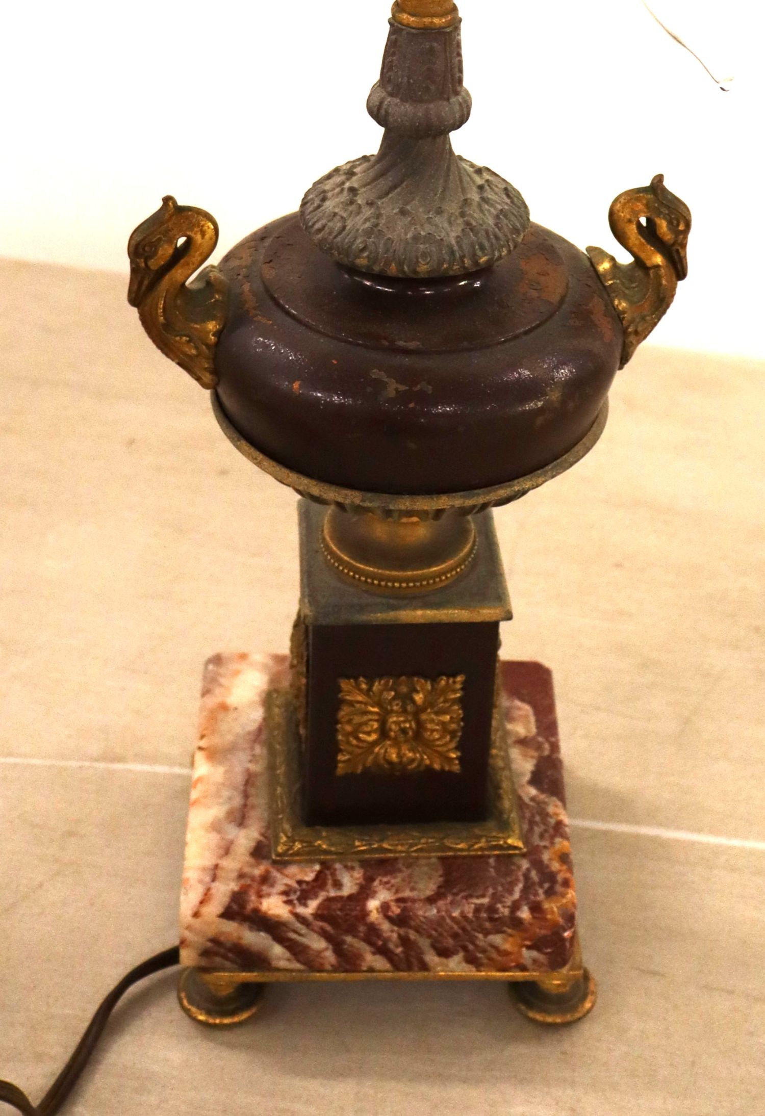 Antq FR Bronze Marble Adjustable Table Lamp