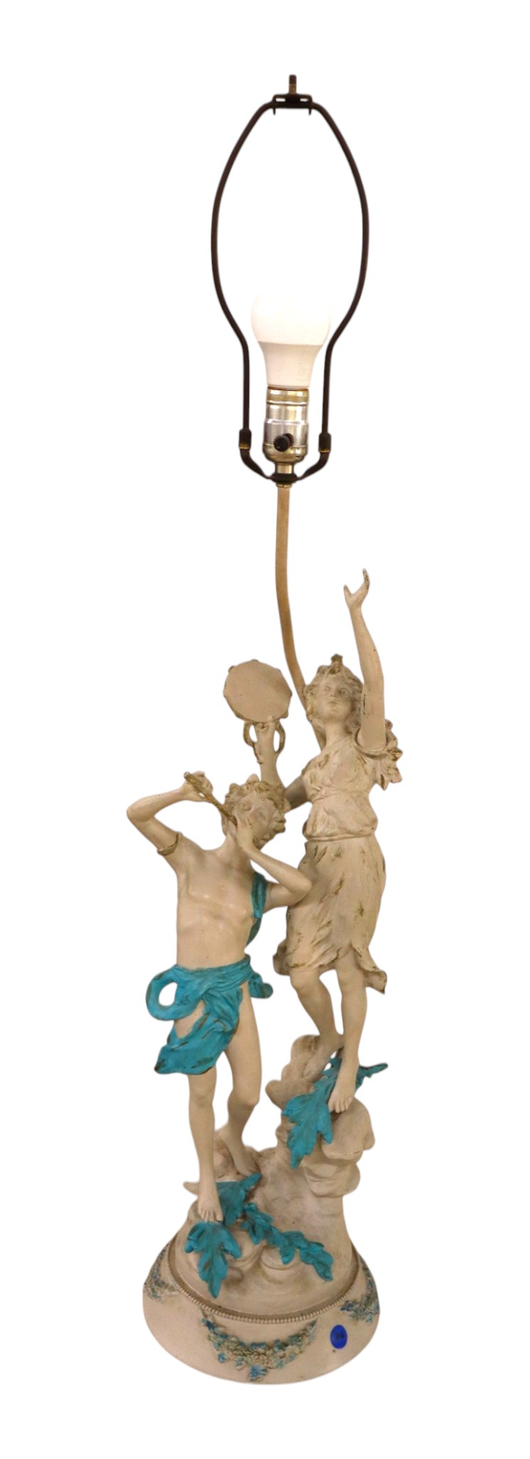 FR Signed Painted Metal Figural Table Lamp