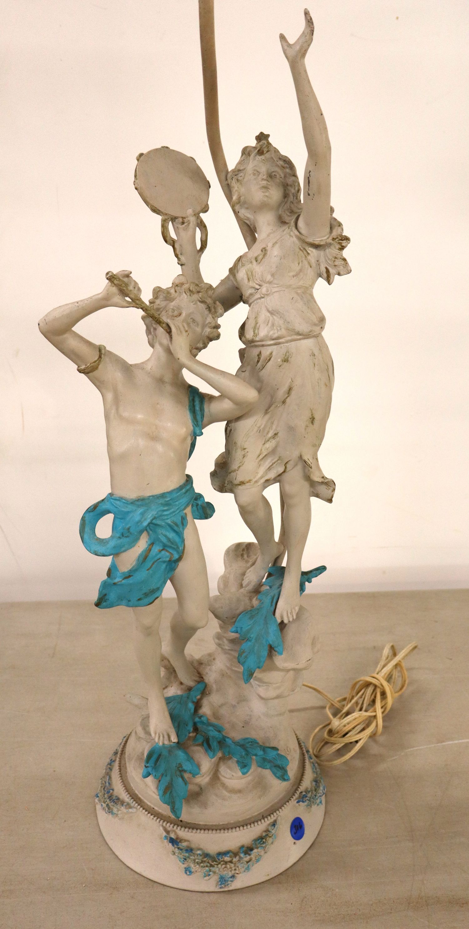 FR Signed Painted Metal Figural Table Lamp