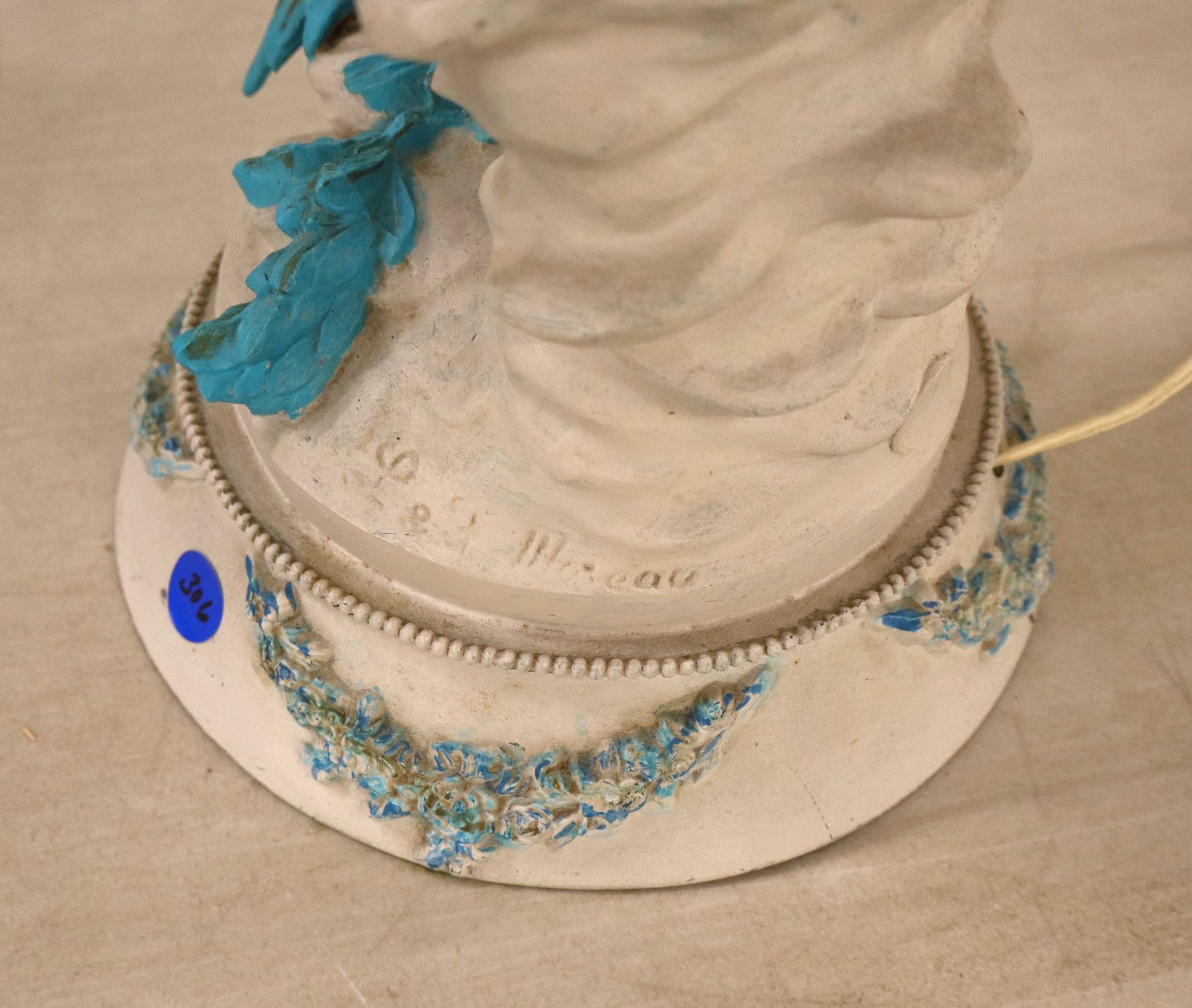 FR Signed Painted Metal Figural Table Lamp