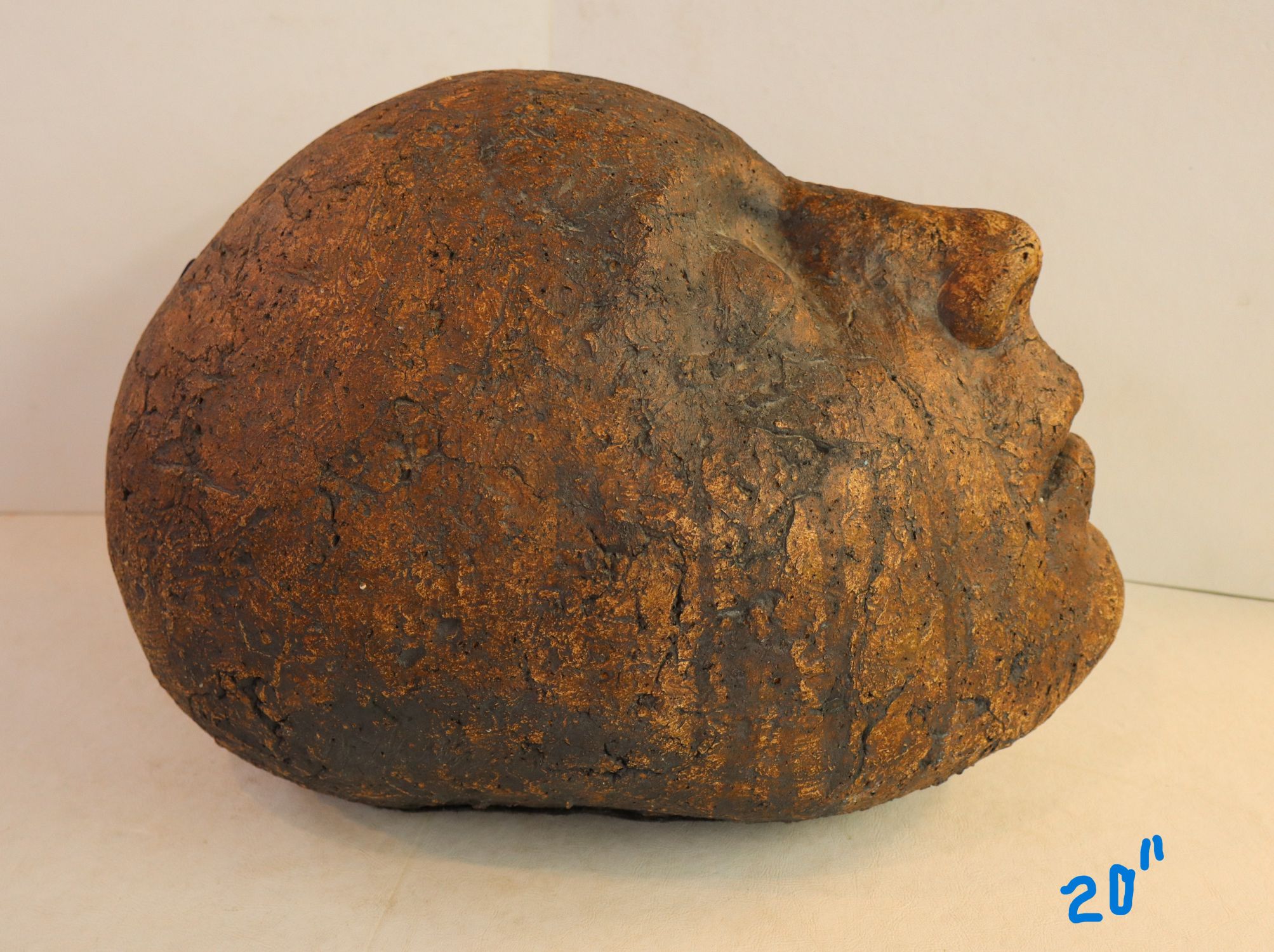 MidC lrg head terra-cotta style sculpture