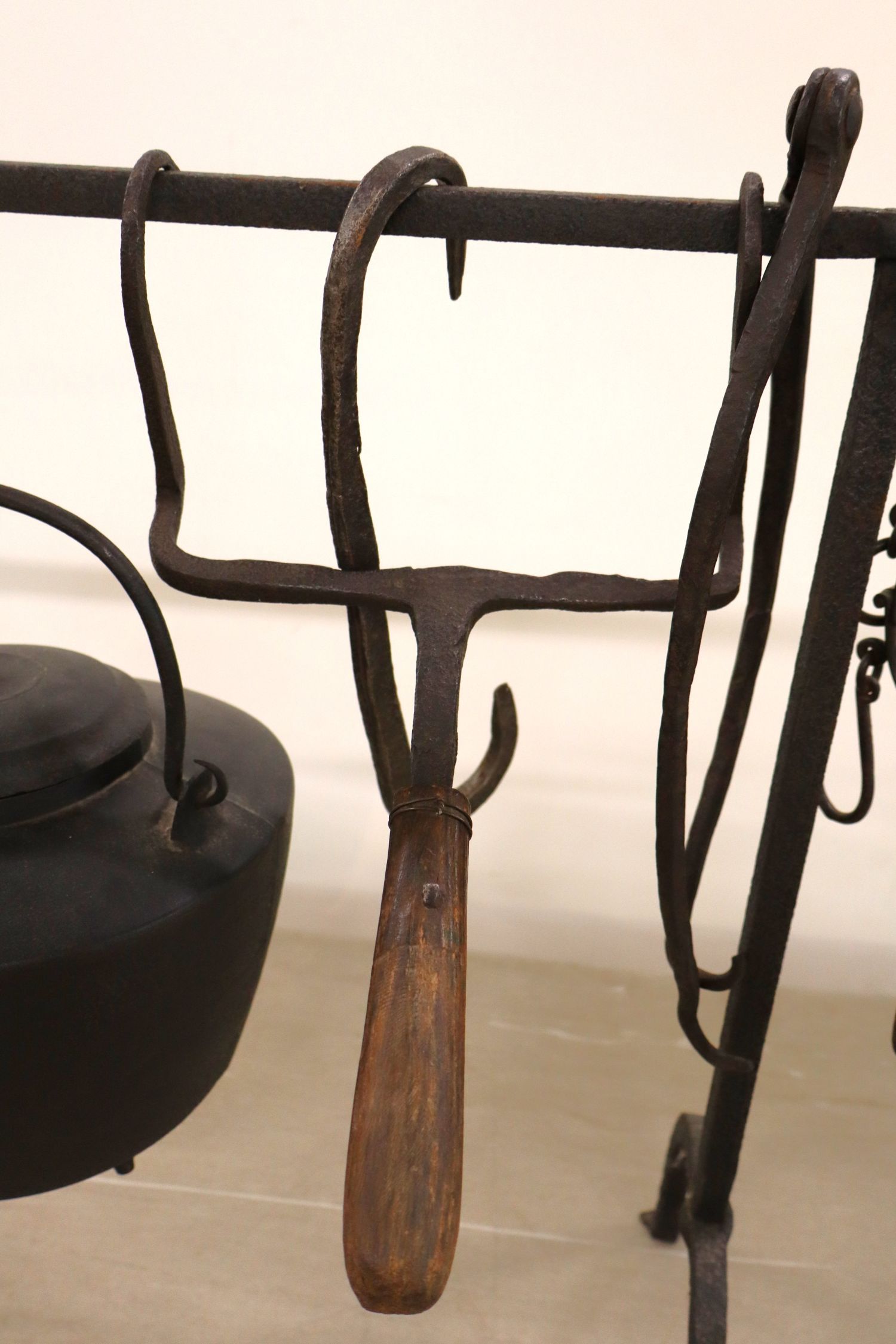 Antique Wrought Iron Hearth Cooking Crane Set 12pc