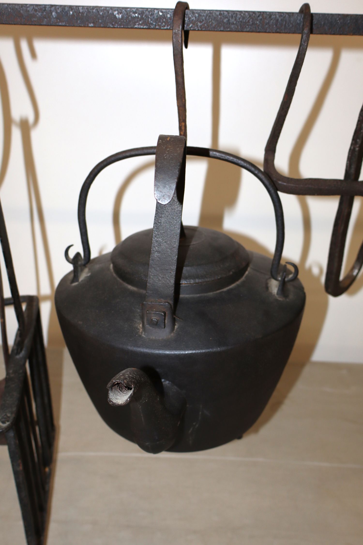 Antique Wrought Iron Hearth Cooking Crane Set 12pc