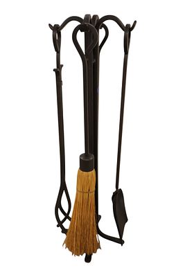 5 piece fireplace set. 27.5"h x 9" diameter