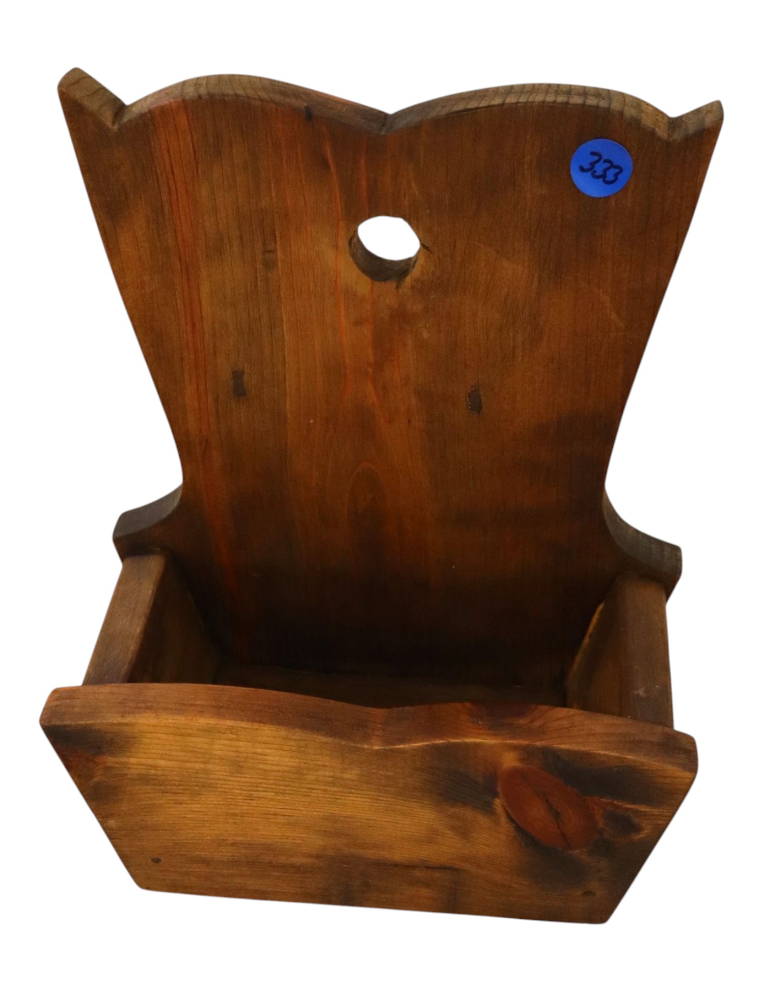 Primitive style hanging salt box. 11"h x 9"w x 4.75"d