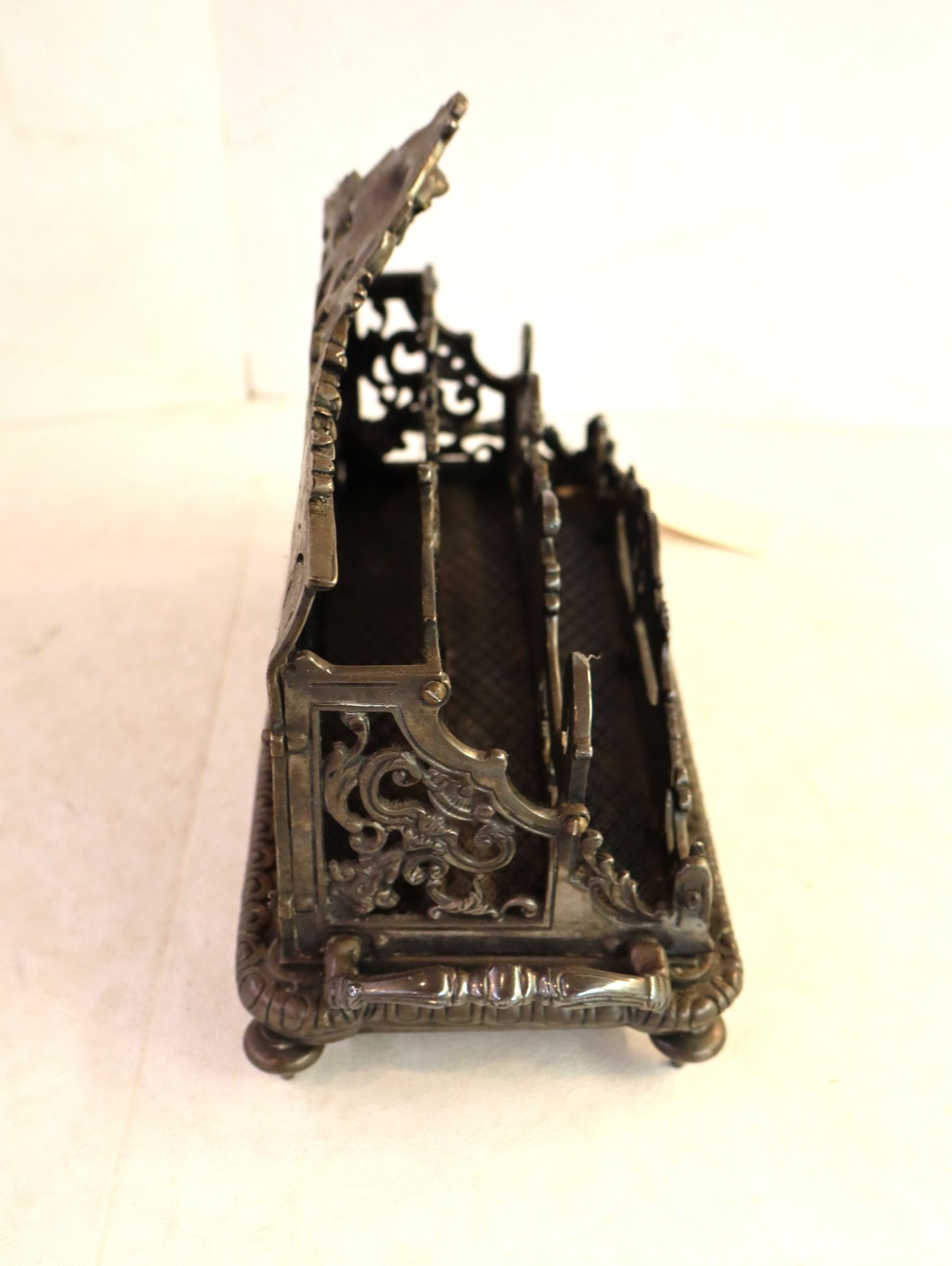 Victorian desk top letter holder pewter style finish