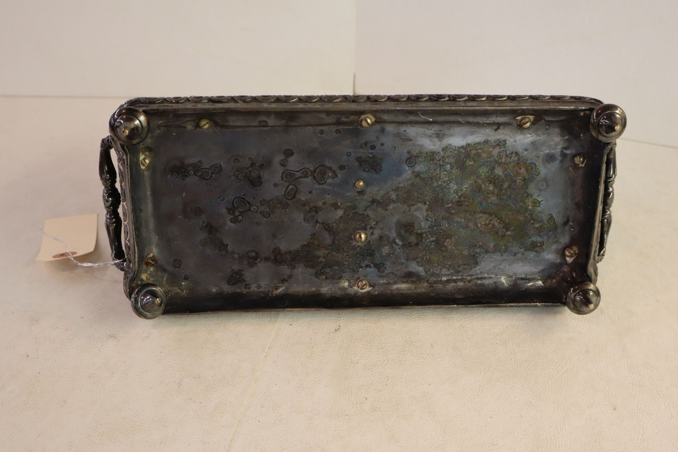 Victorian desk top letter holder pewter style finish