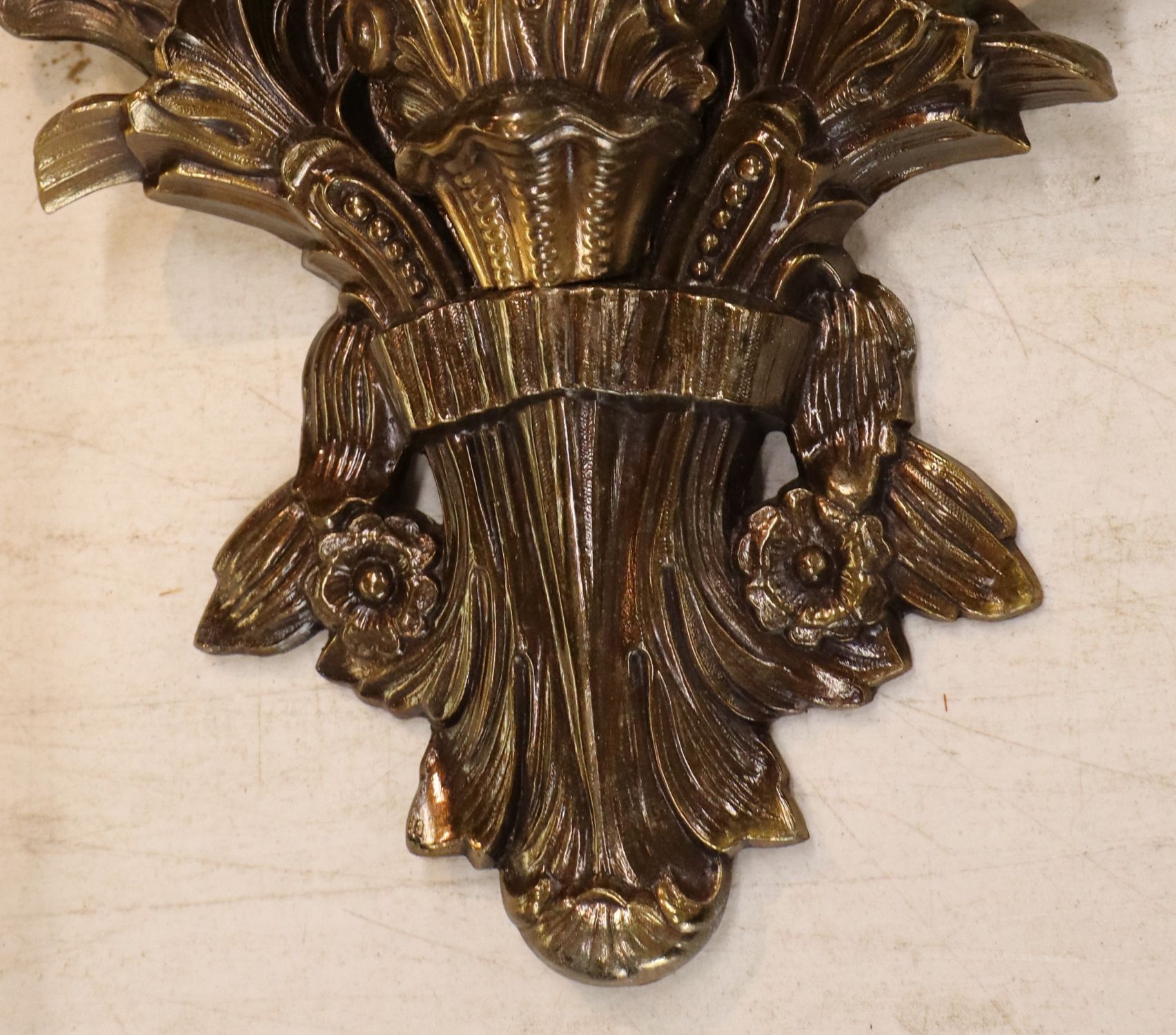 Pr vtg IT bronze style finish cherub candle sconces