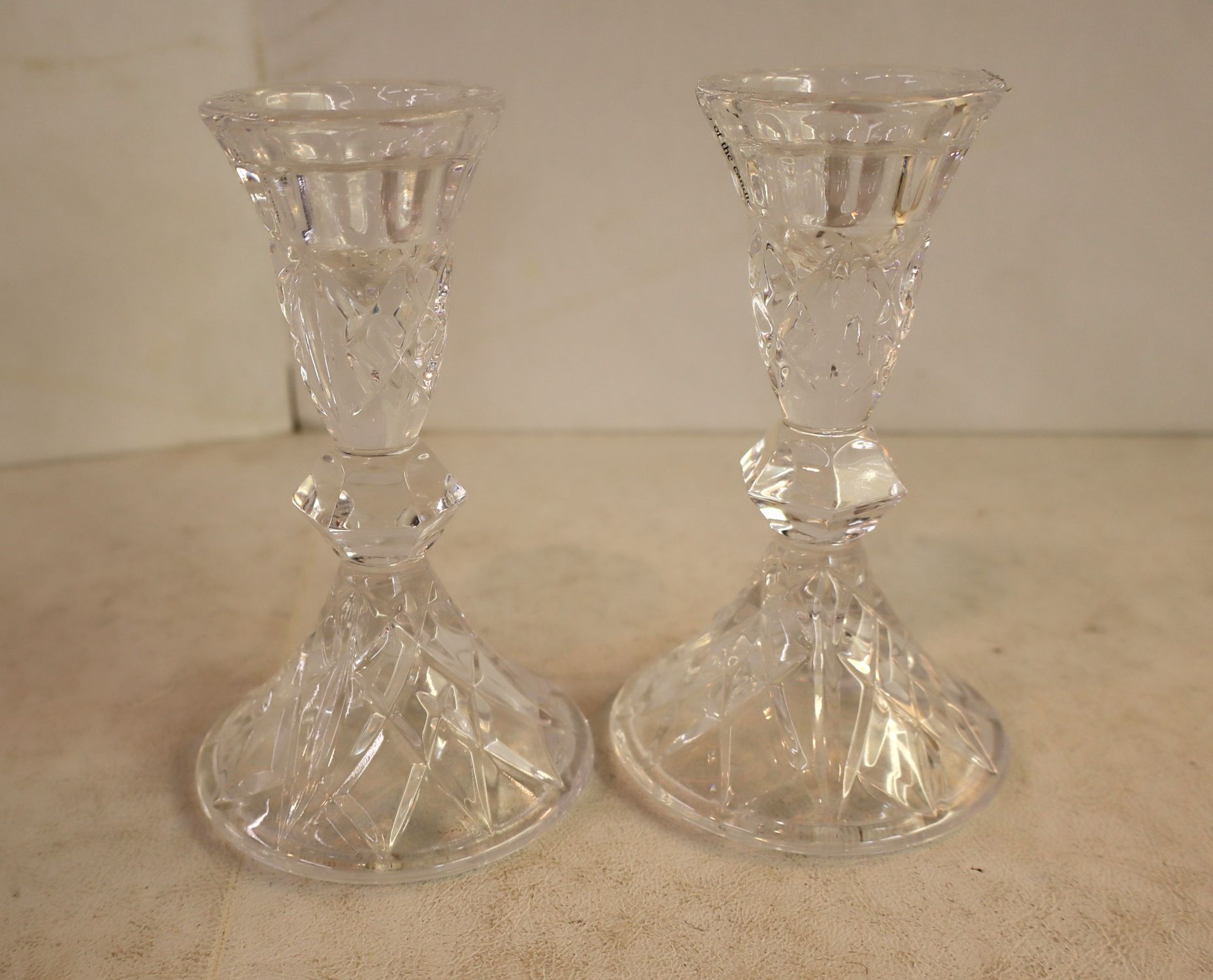 Pair of Waterford lead crystal 5" candle sticks