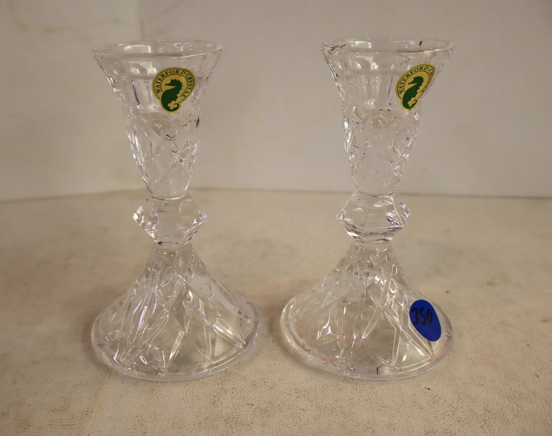 Pair of Waterford lead crystal 5" candle sticks