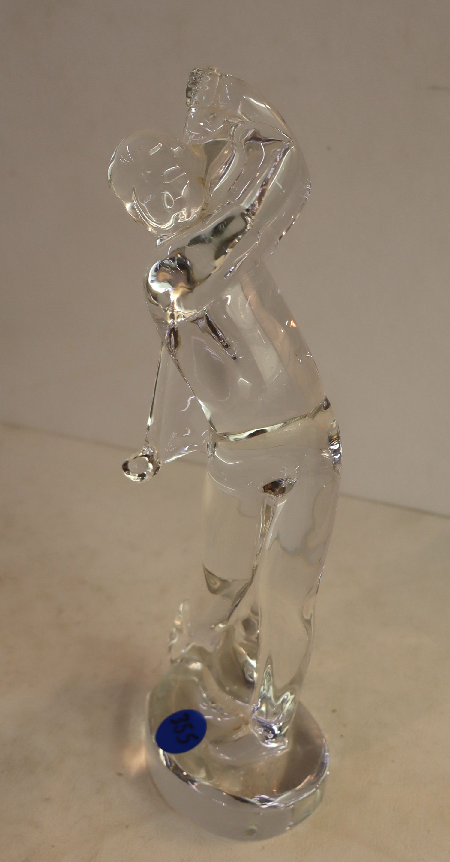 Baccarat lead crystal glass golfer. 9"h