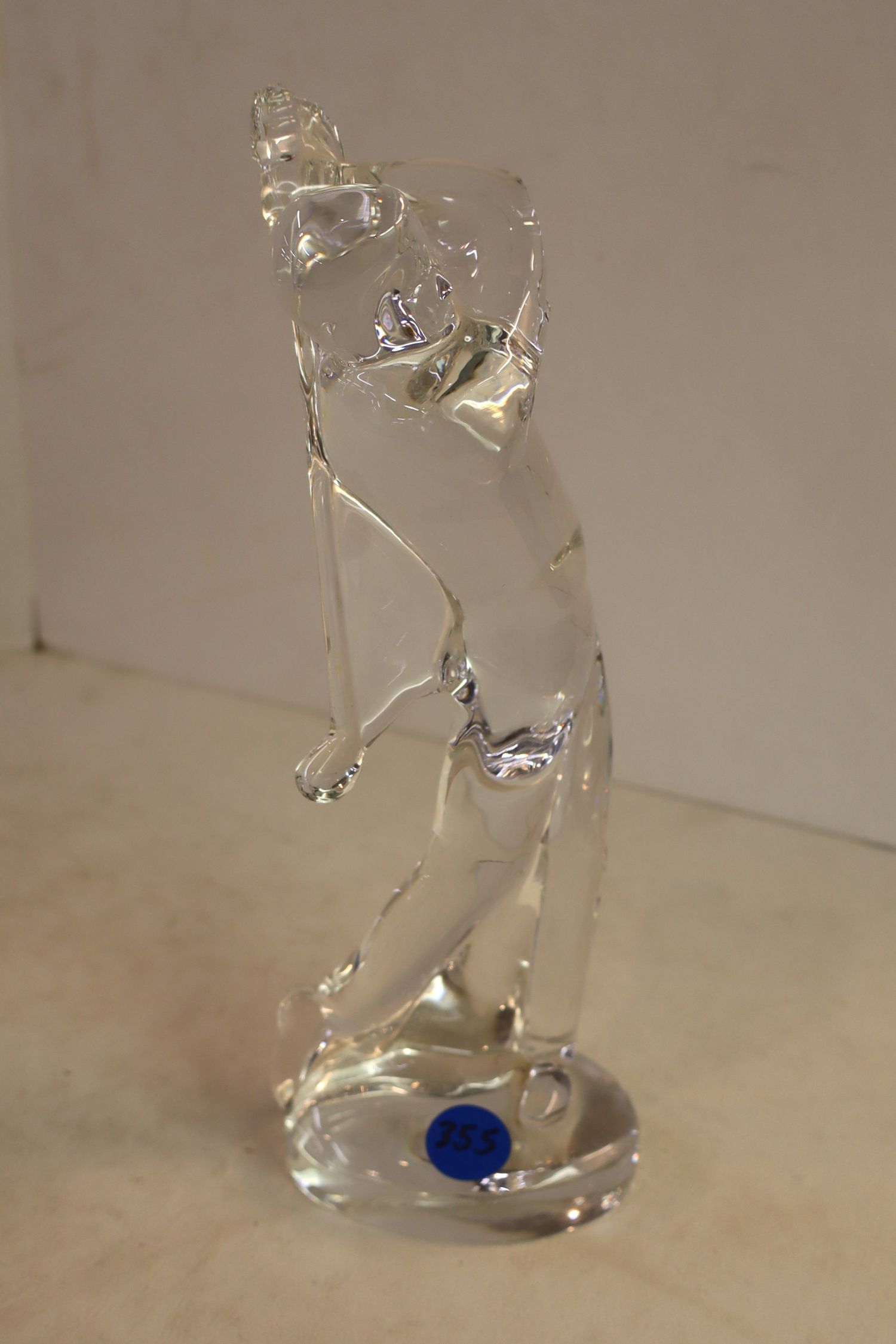 Baccarat lead crystal glass golfer. 9"h