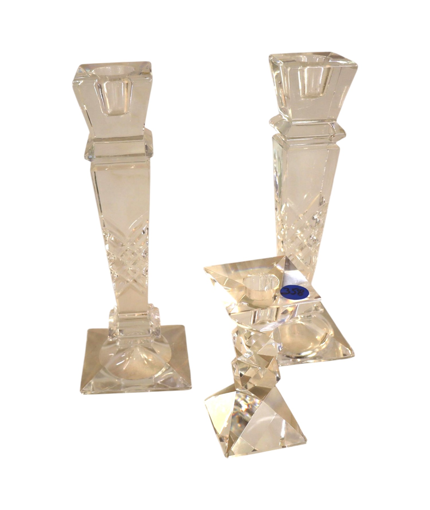 3 lead crystal candle sticks