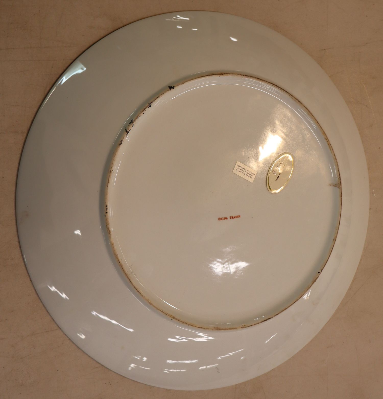 Large 16" porcelain charger with parrot