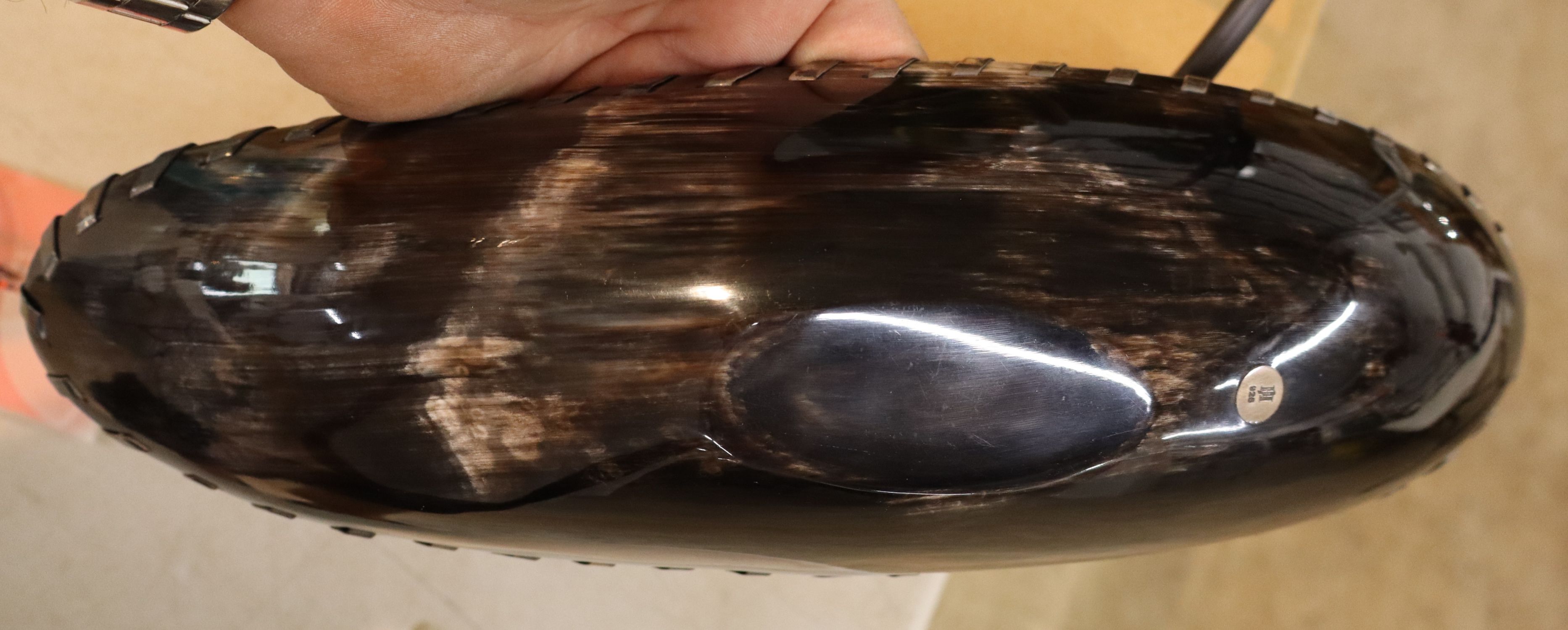 Vtg John Hardy buffalo horn bean bowl