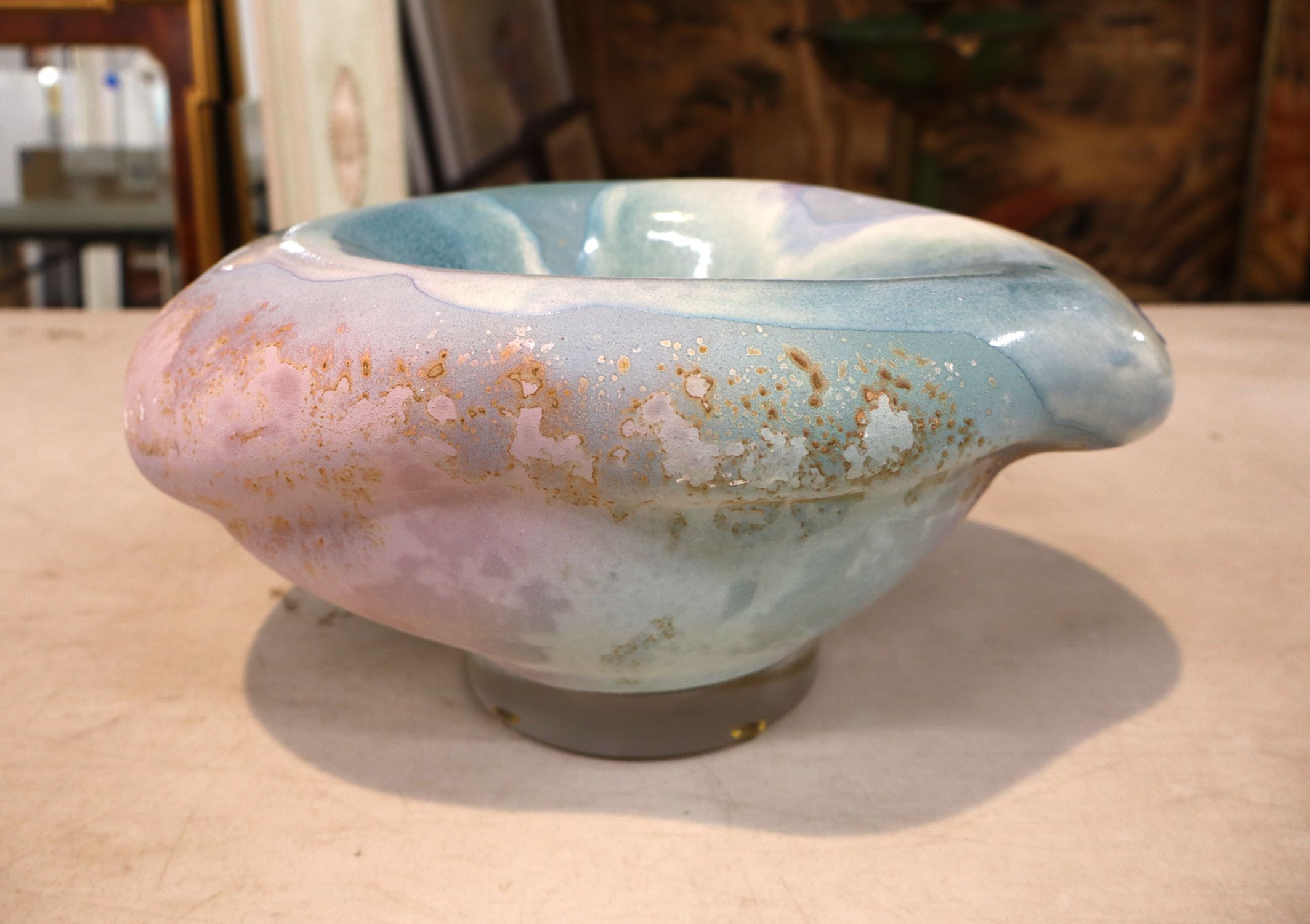 Vintage Tony Evans Signed Raku Art Pottery Bowl