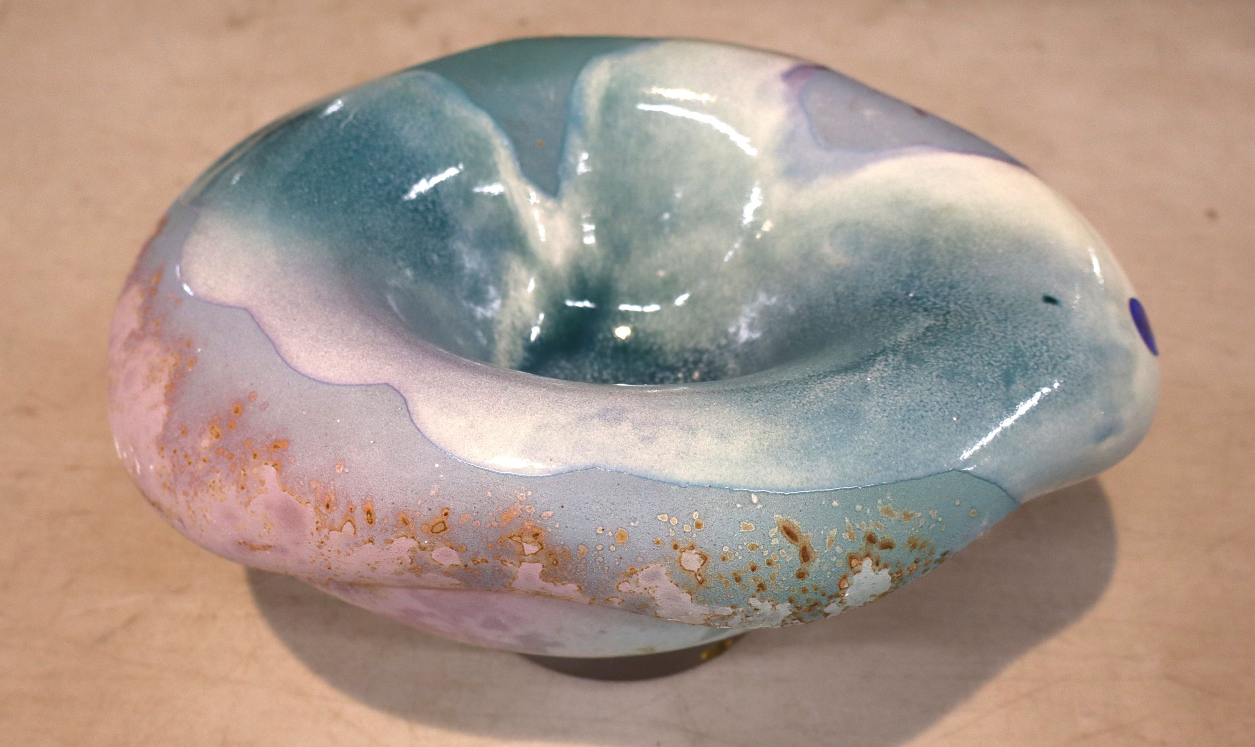 Vintage Tony Evans Signed Raku Art Pottery Bowl