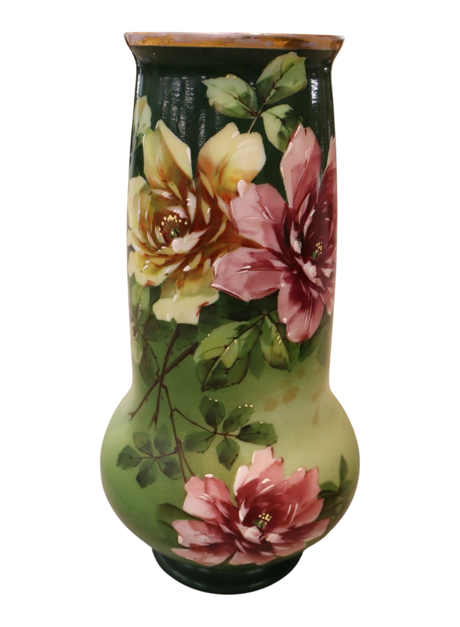 Antique hand painted Bristol vase