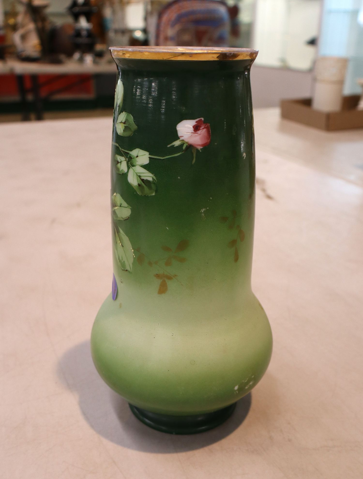 Antique hand painted Bristol vase