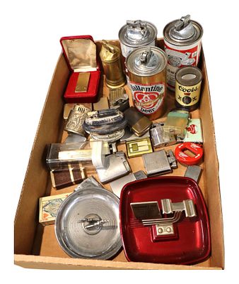 Vintage Lighter Collection & Breweriana Advertising Lot. 32 pieces Vintage 1940s–1950s Art Deco 